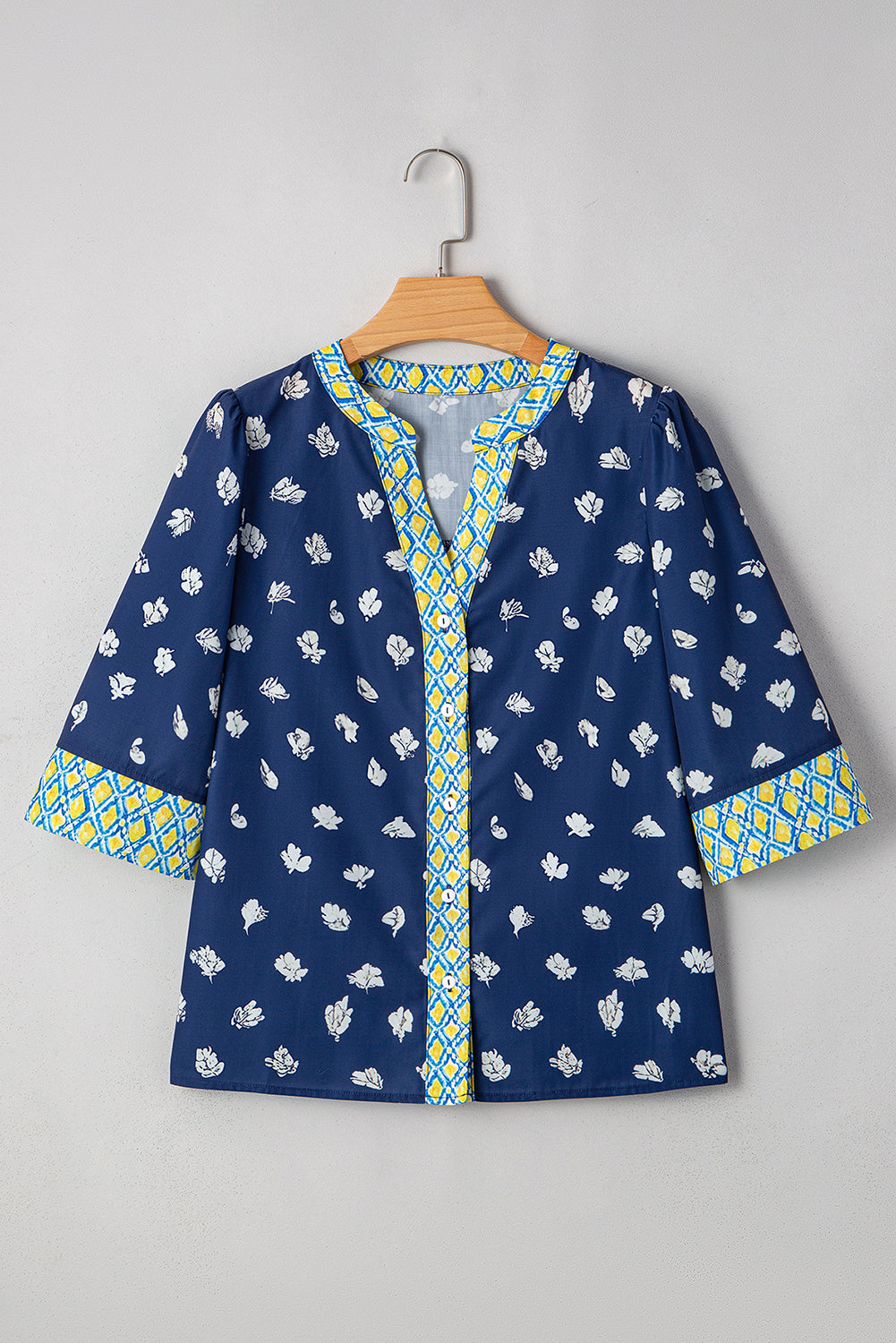 Floral Print Pop of Color Blouse