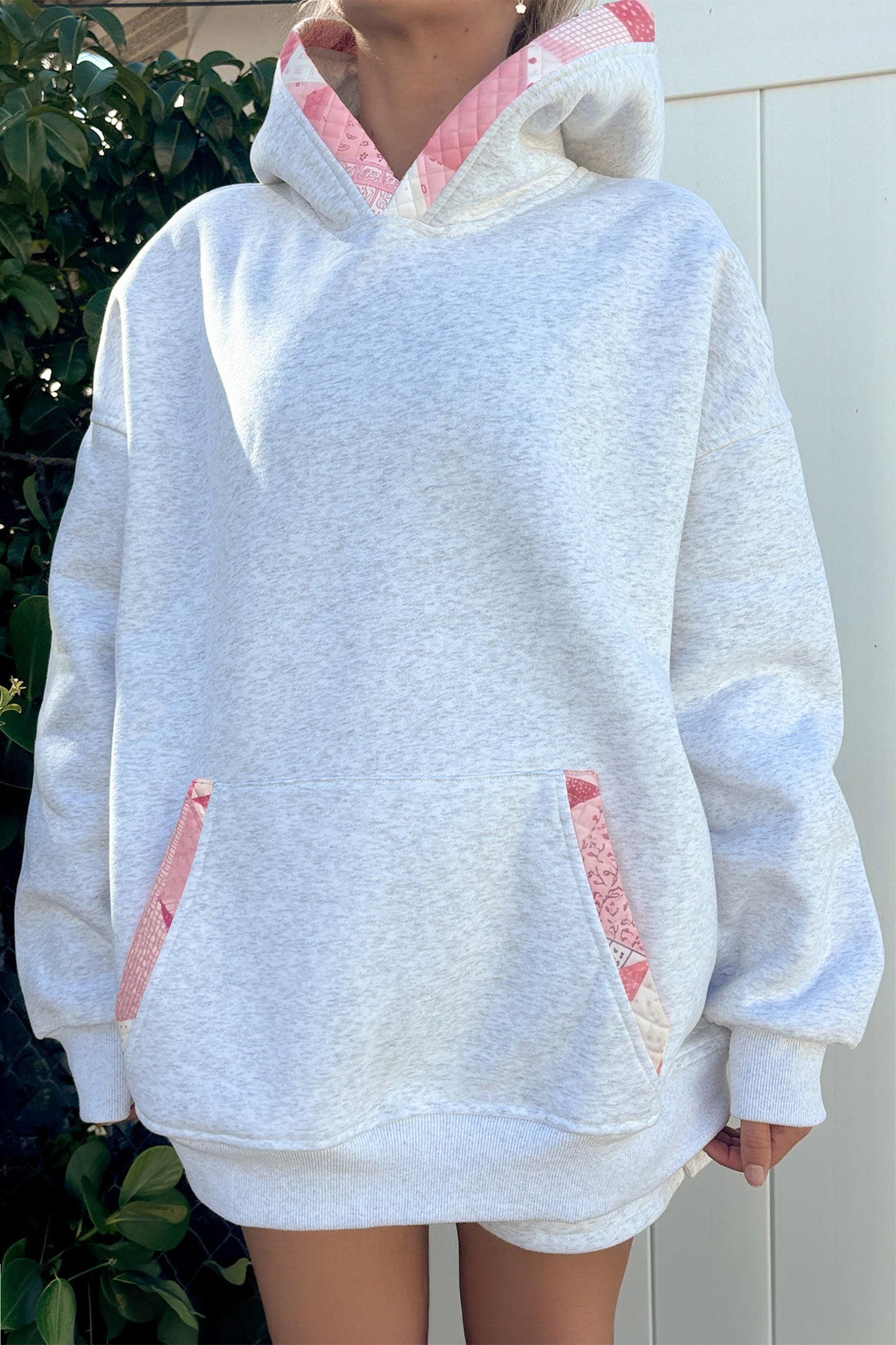 Patchwork Trim Oversized Hoodie