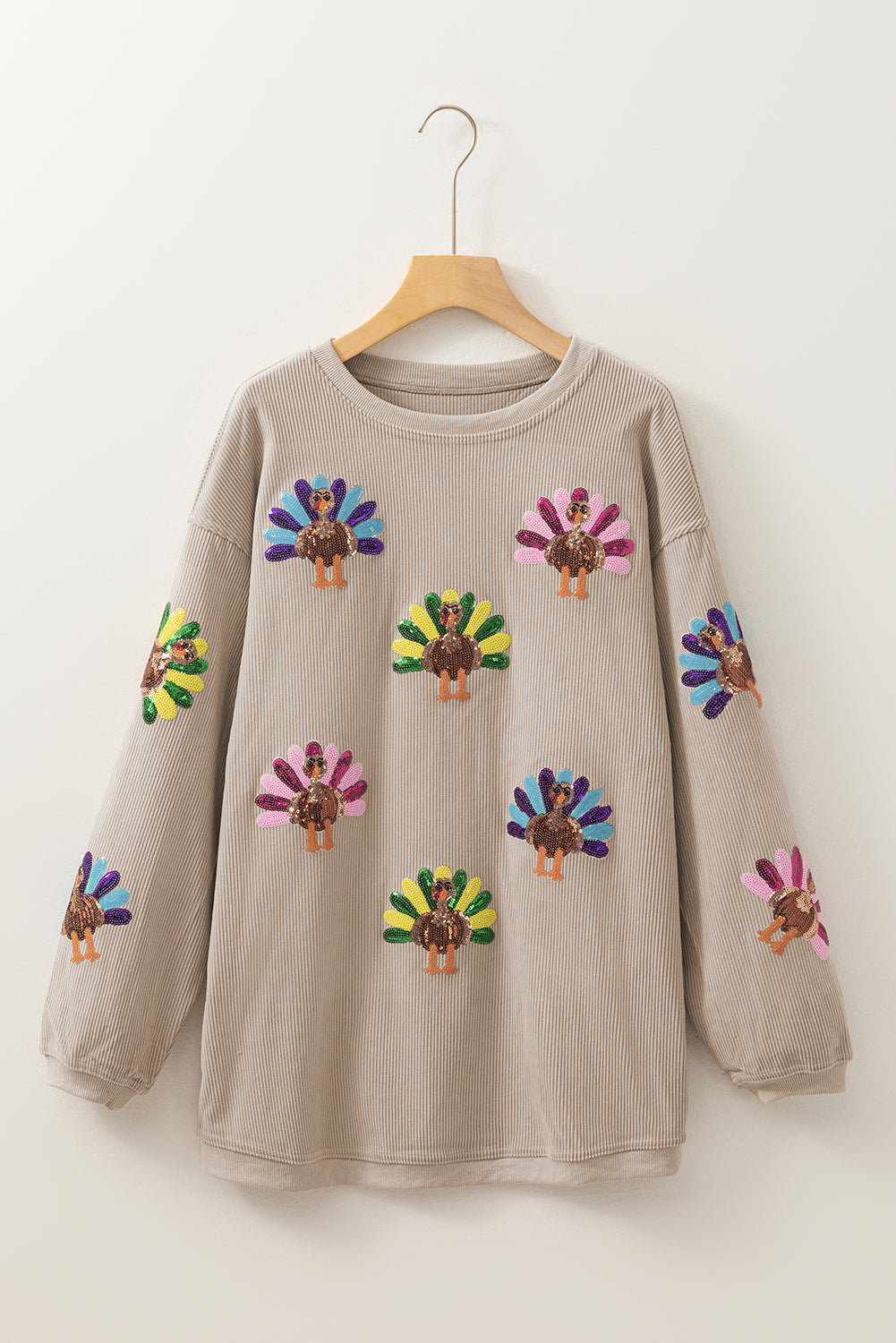Sequin Turkey Corded Baggy Sweatshirt