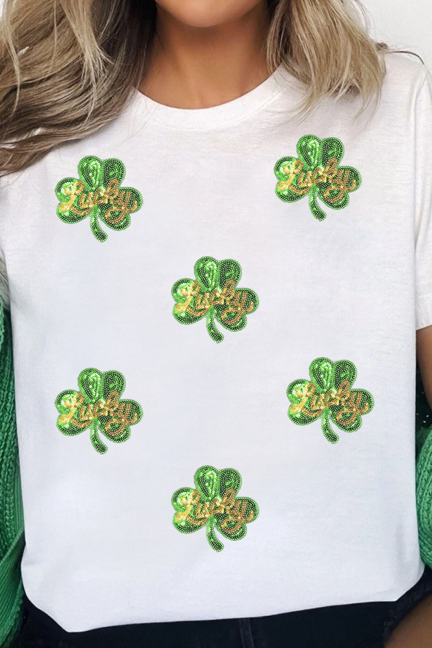 Sequin Lucky Clover Tee