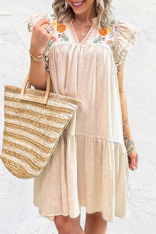 Embroidered Linen Dress