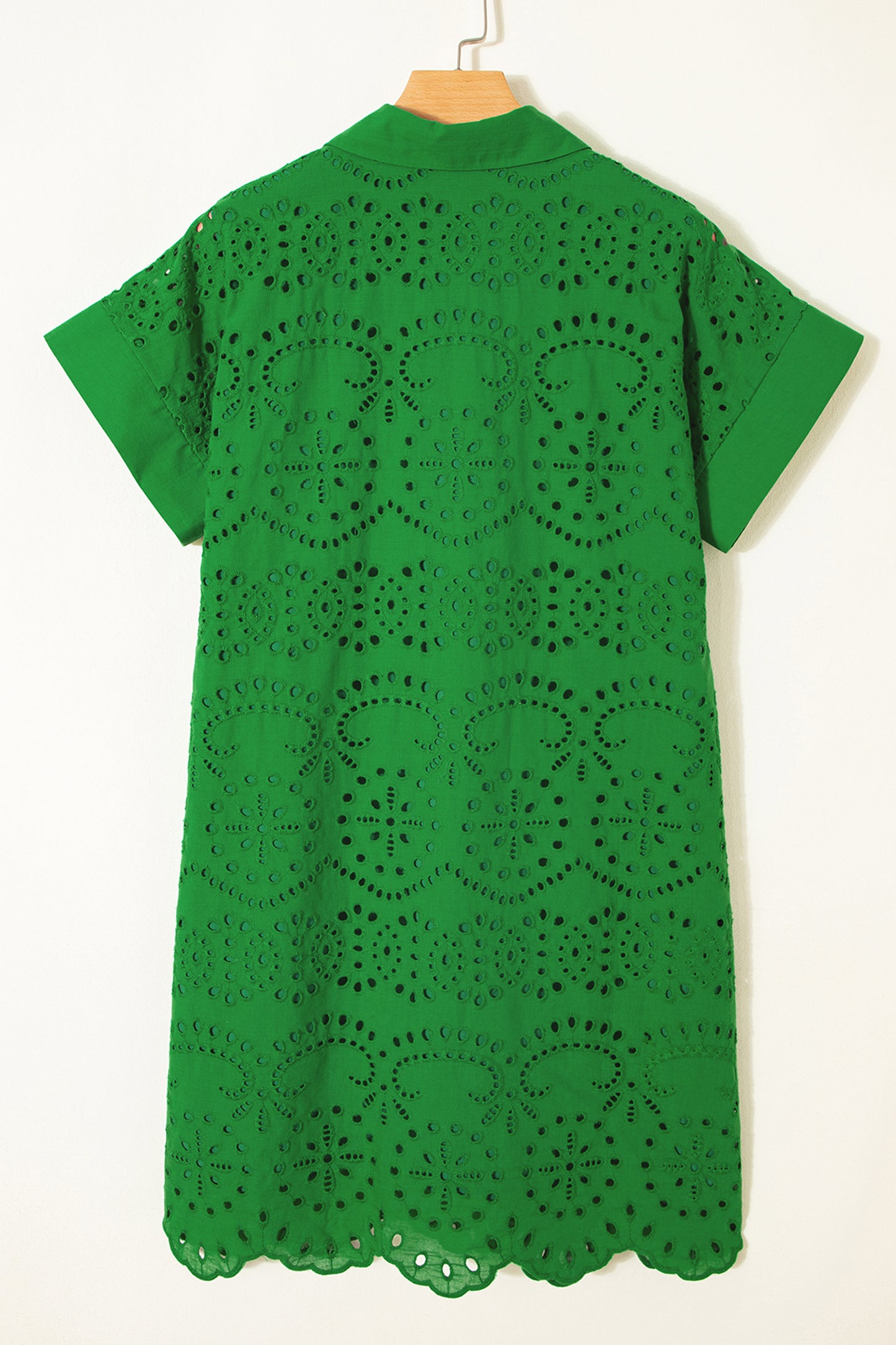 Green Eyelet Shift Dress