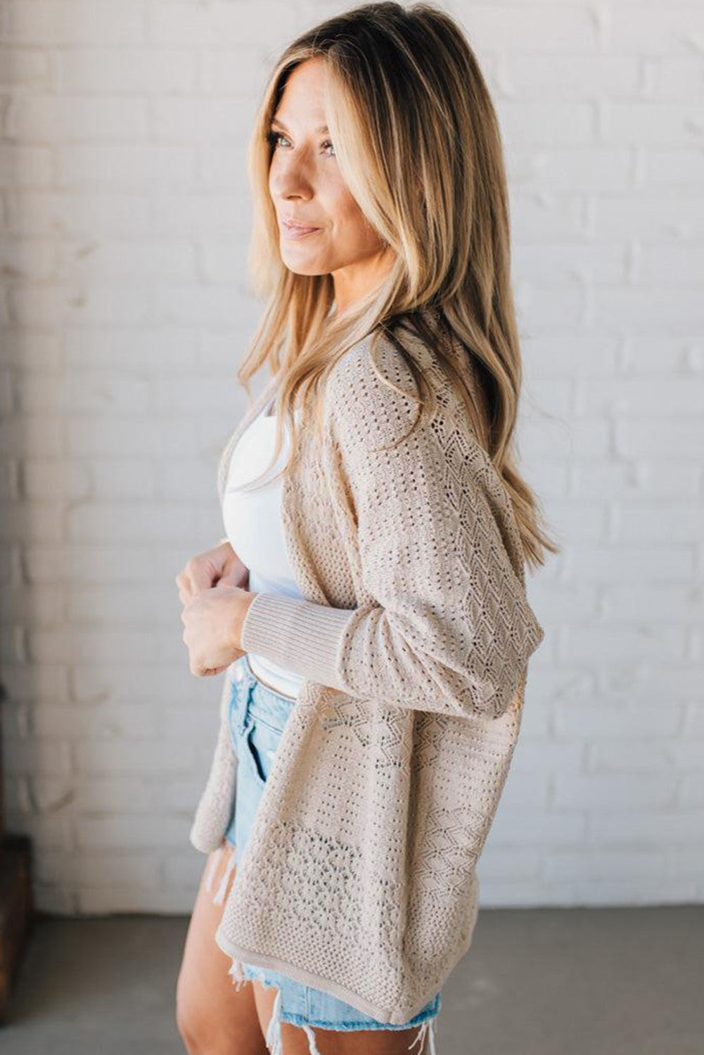 Mix Pattern Open Front Cardigan
