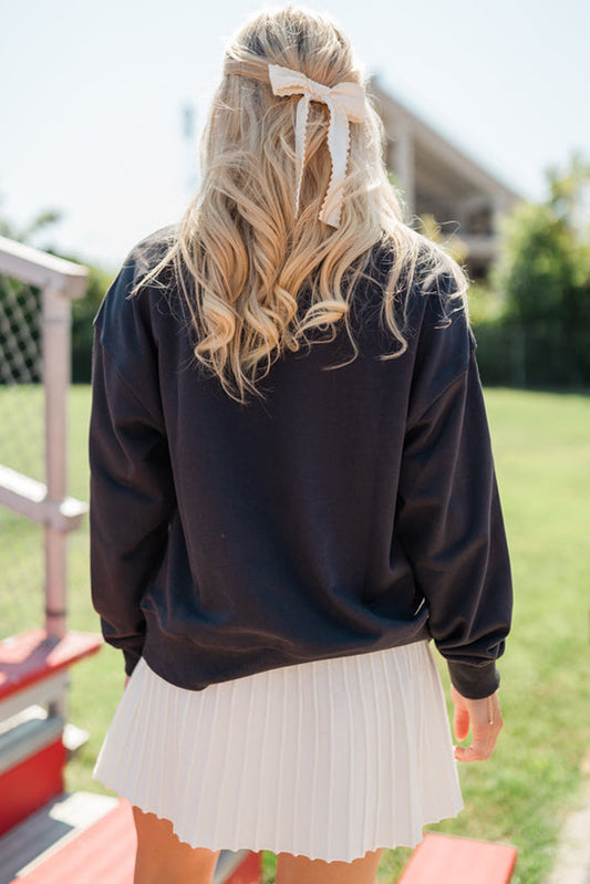 Black Chenille Lettered Game Day Sweatshirt
