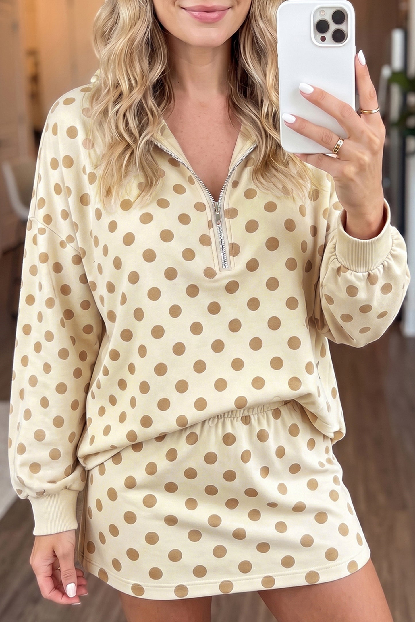 Polka Dot Hoodie & Mini Skort Set