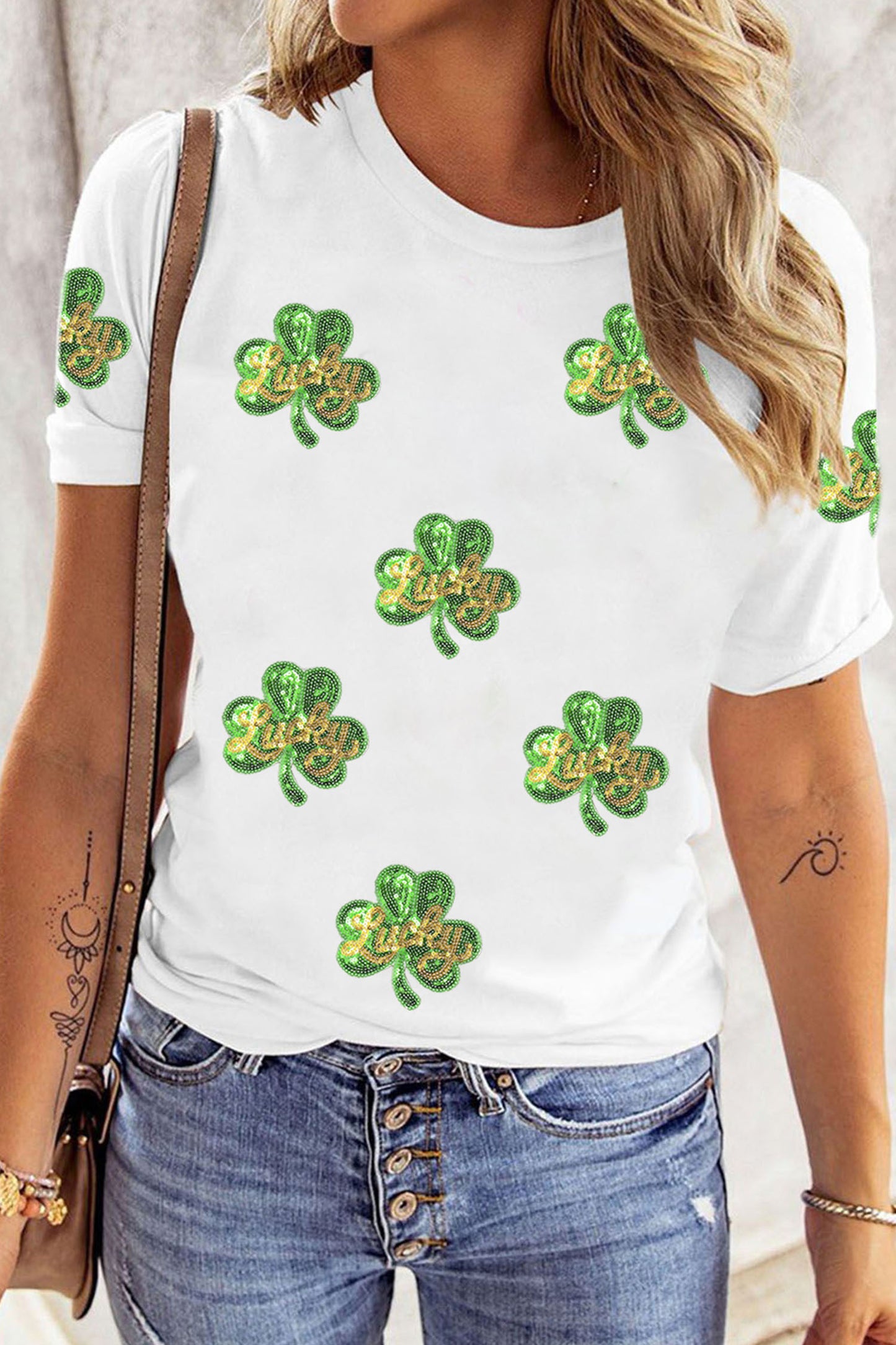 Sequin Lucky Clover Tee