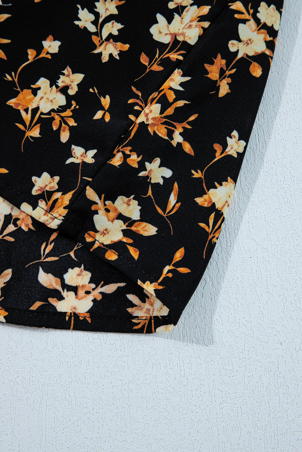 Black Floral Smocked Top