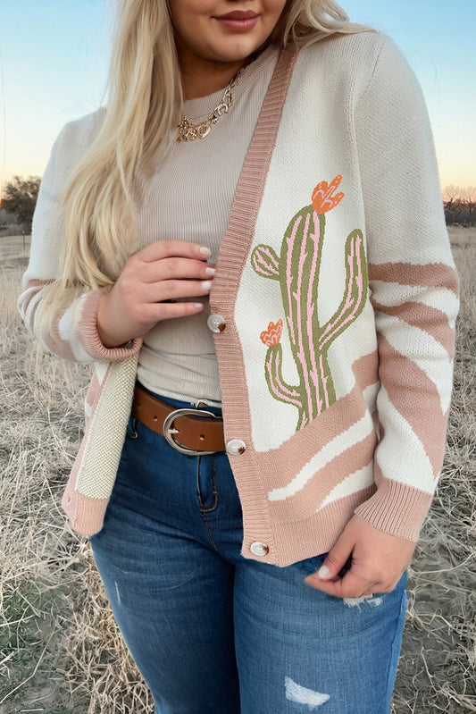 Apricot Cactus Cardigan  - Plus