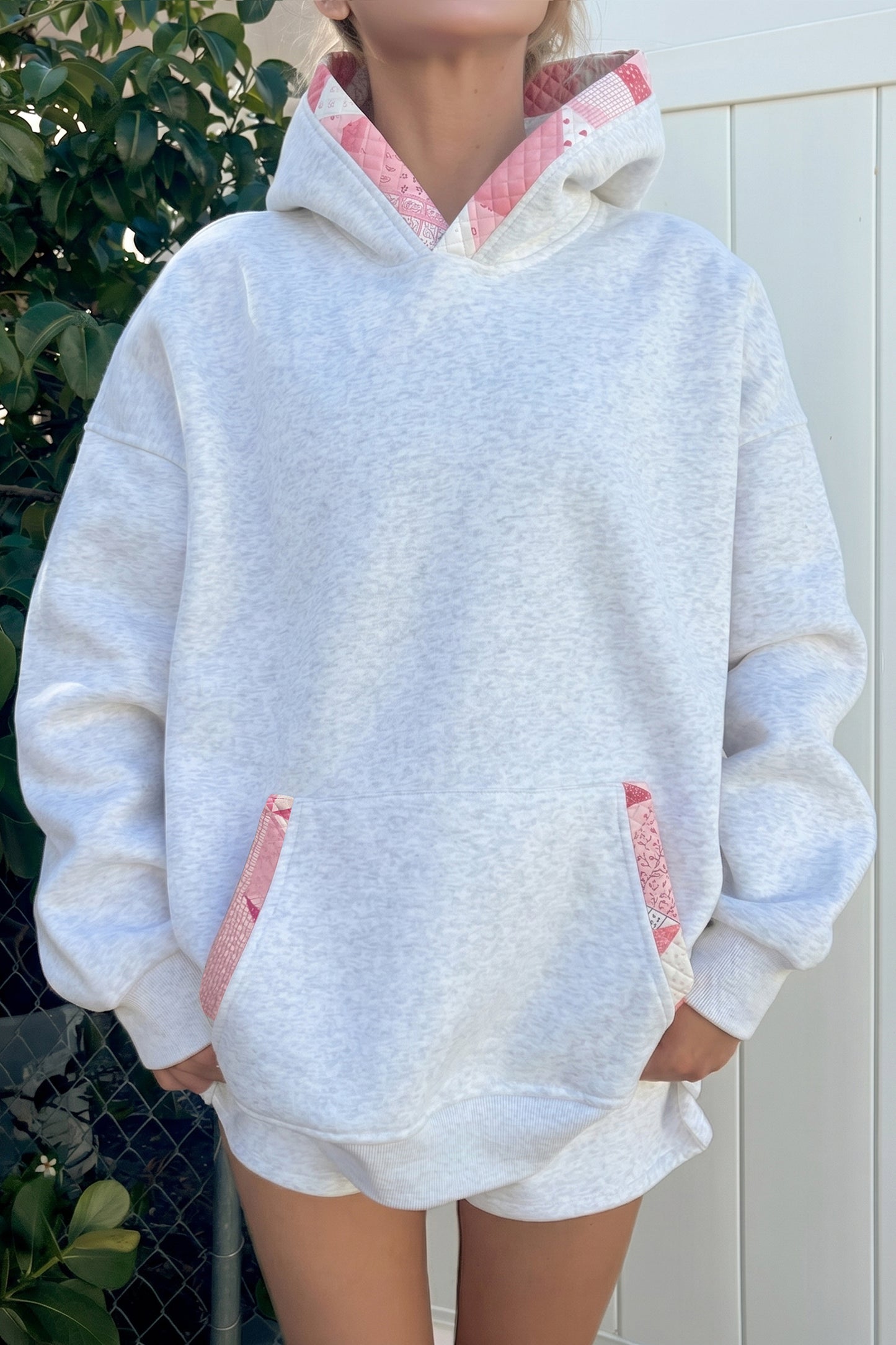 Patchwork Trim Oversized Hoodie