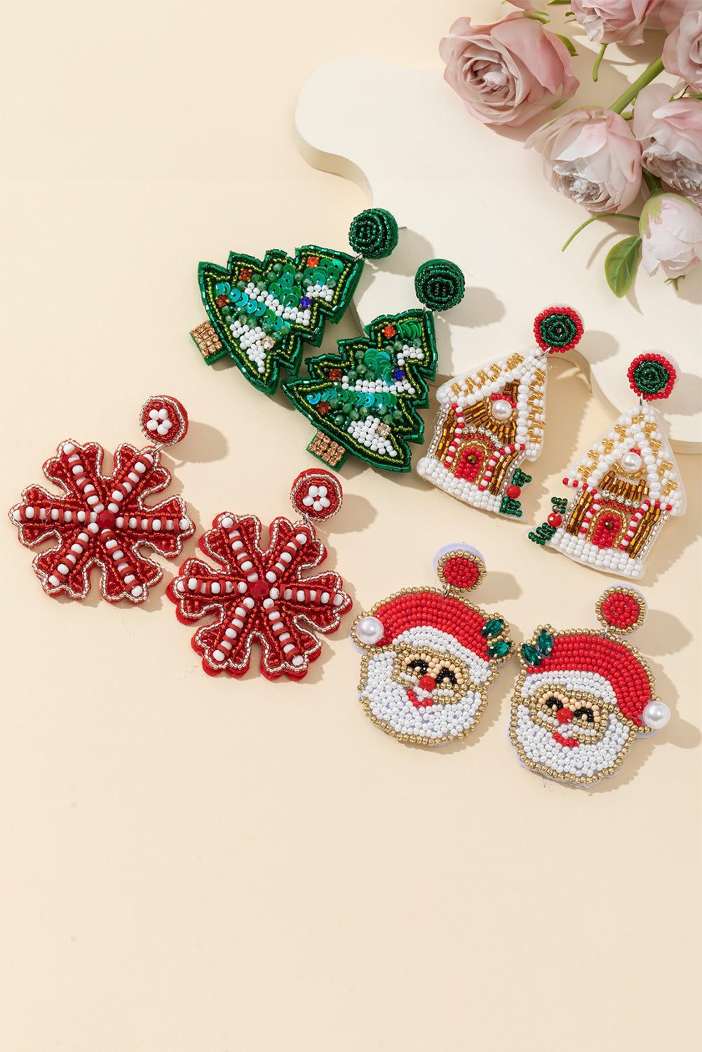 Santa Claus Beaded Earrings