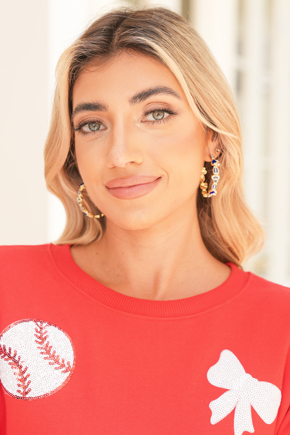 Blue Football Game Day Hoop Earrings