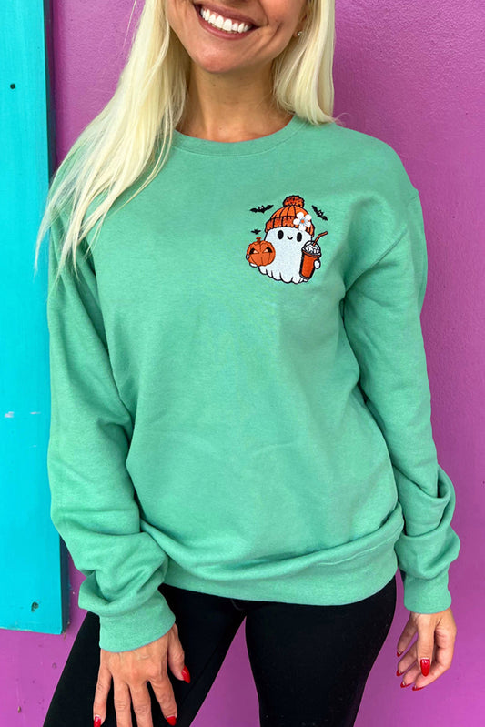 Cute Halloween Ghost Embroidered Sweatshirt