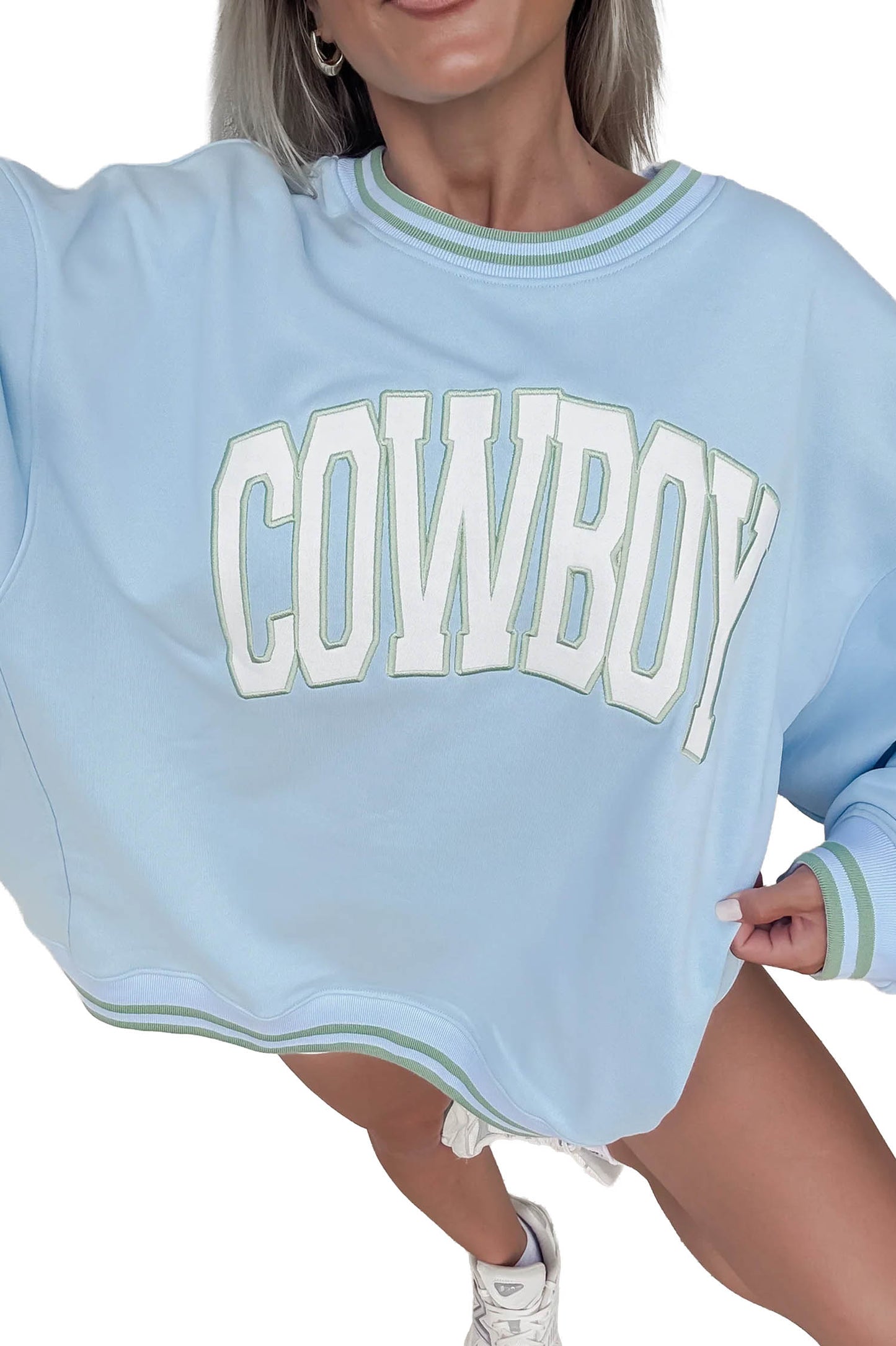 Blue Embroidered Cowboy Sweatshirt