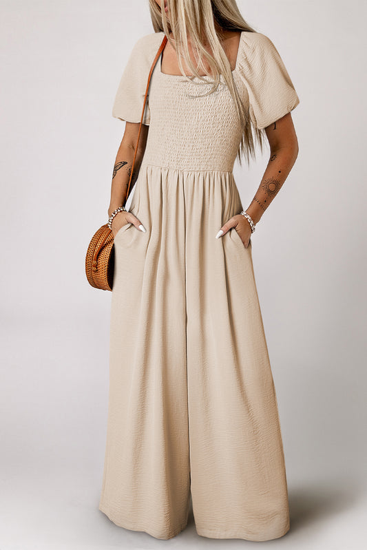 Smocked Wide Leg Jumpsuit