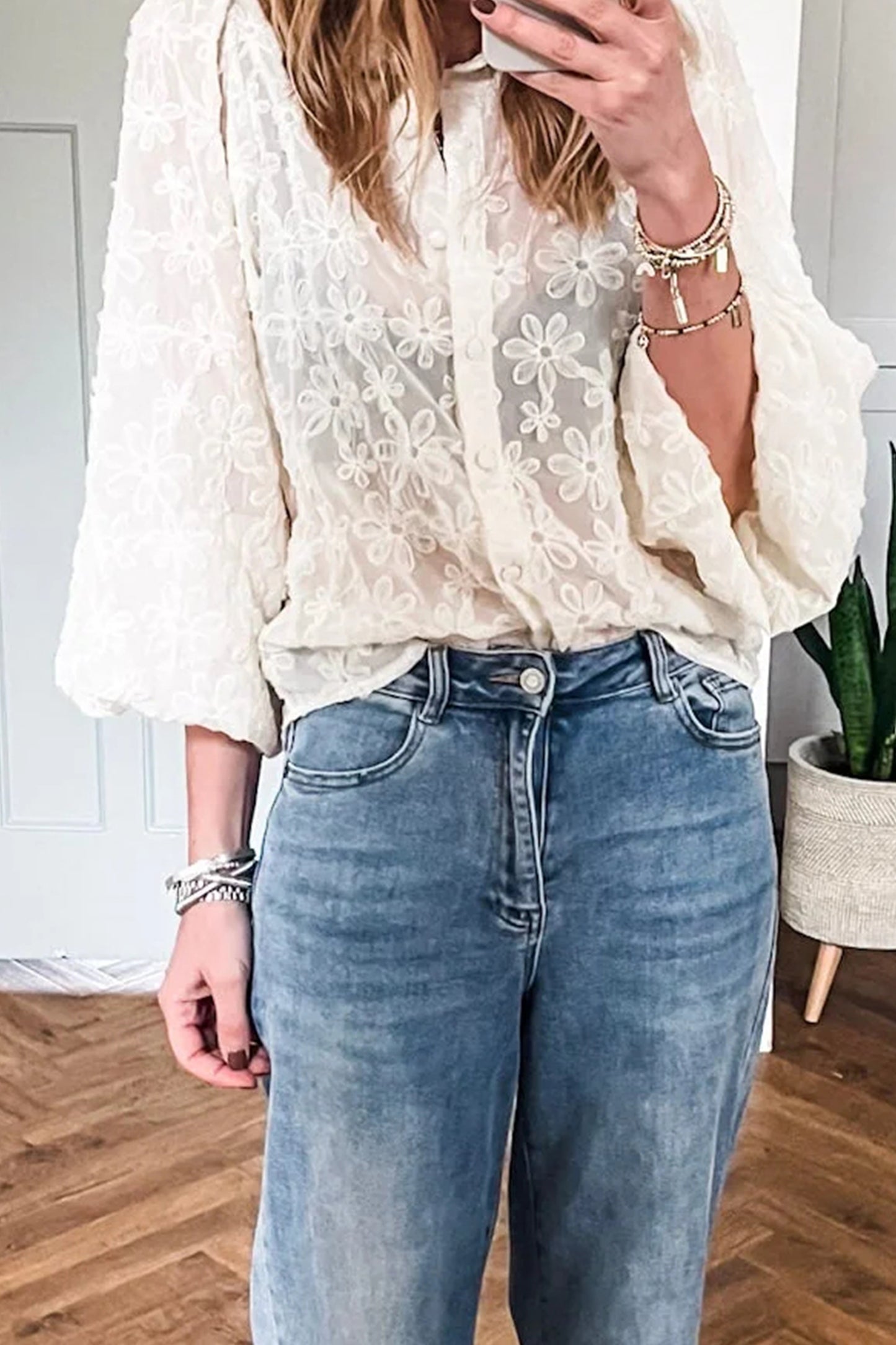 Sheer Floral Blouse