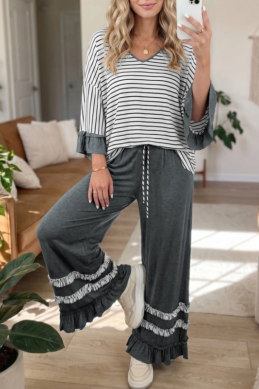 Ruffle Trim Top and Pants Set