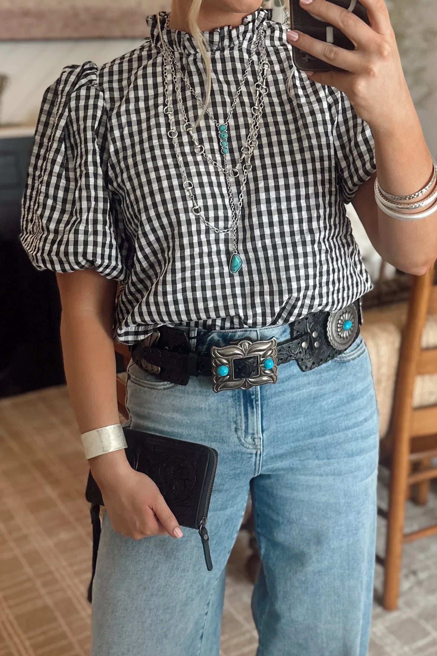 Black Gingham Blouse