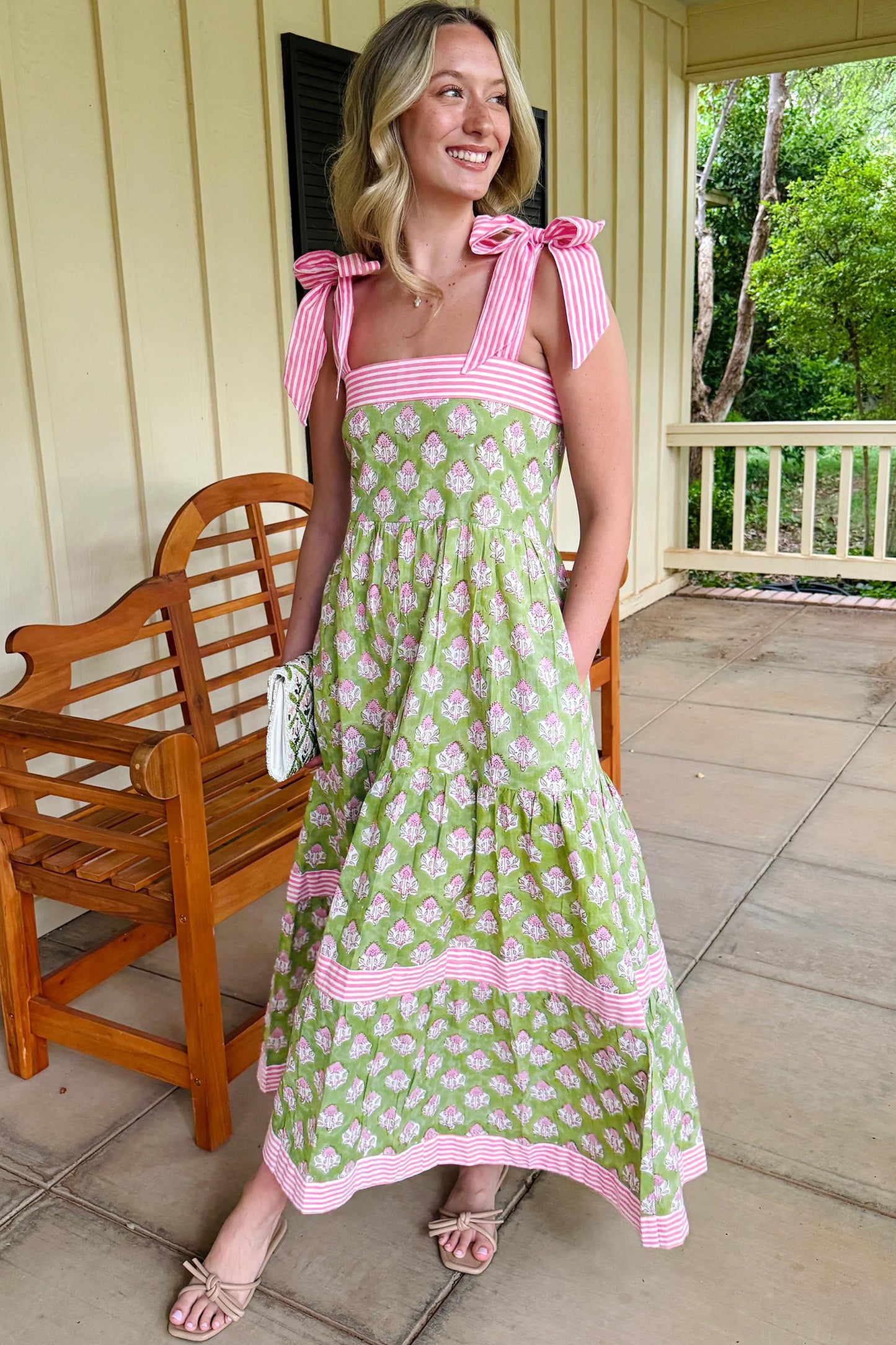 Green Floral Maxi Dress