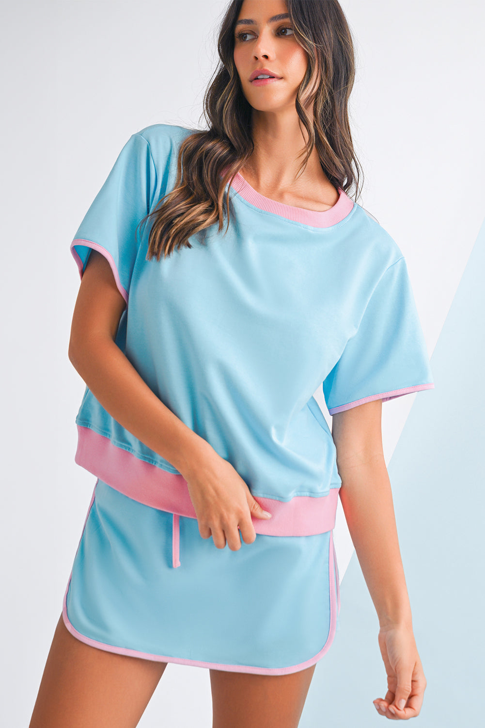 Contrast Trim Skort Set