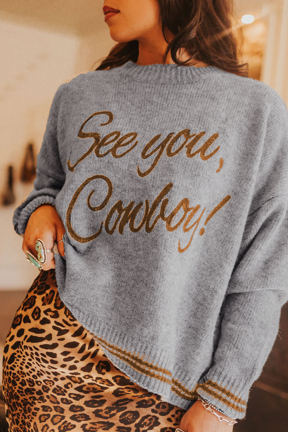 See You Cowboy Embroidered Sweater