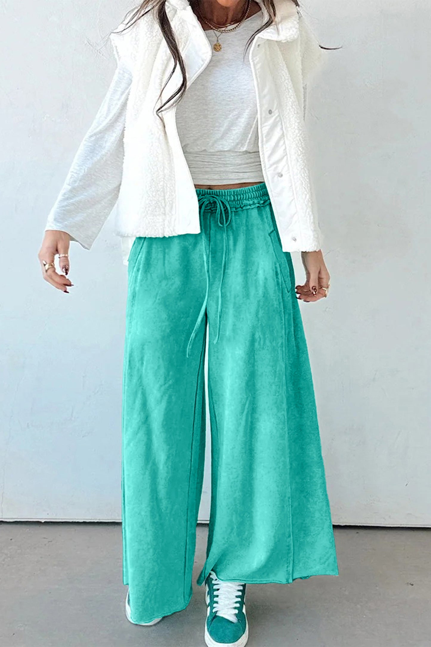 Sea Green Mineral Wash Drawstring Pants