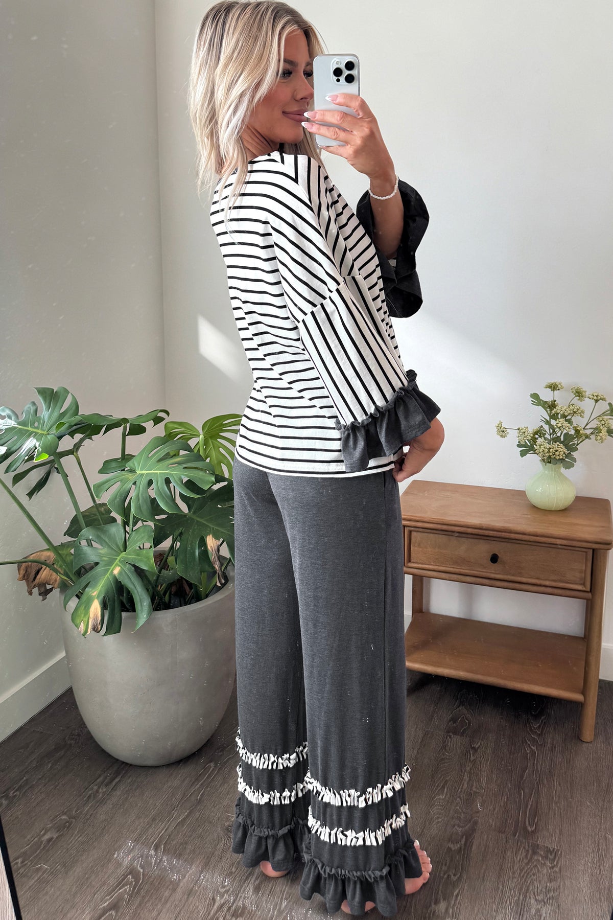 Ruffle Trim Top and Pants Set