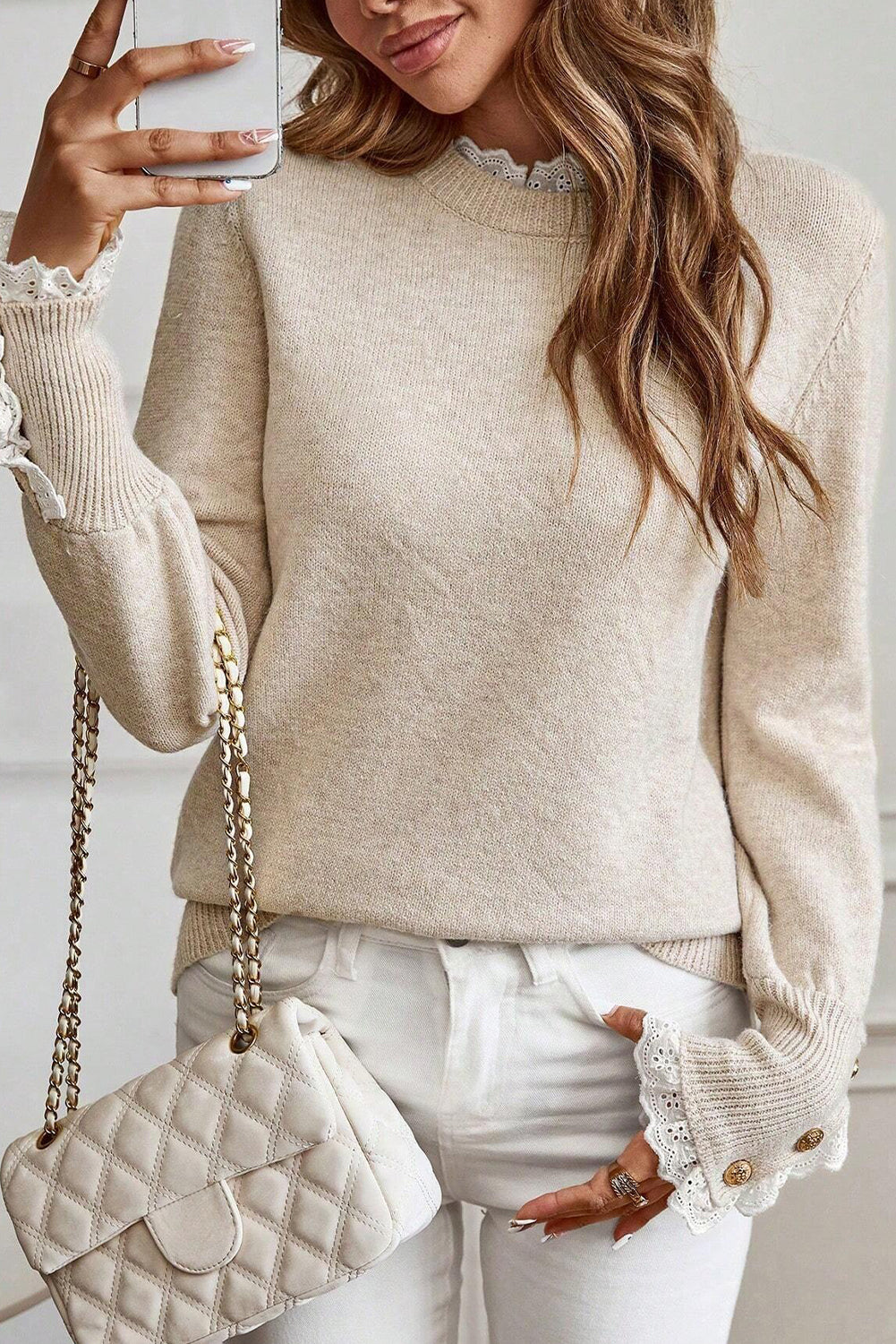 Lace Trim Sweater