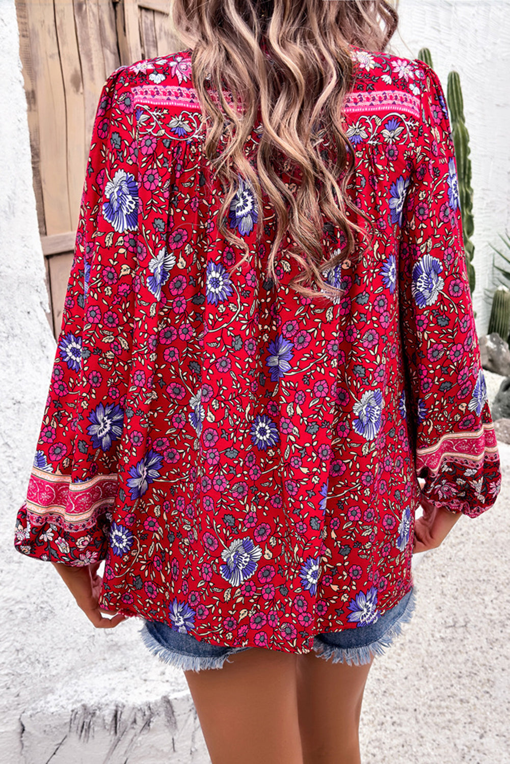 Tassel Tie Front Boho Blouse