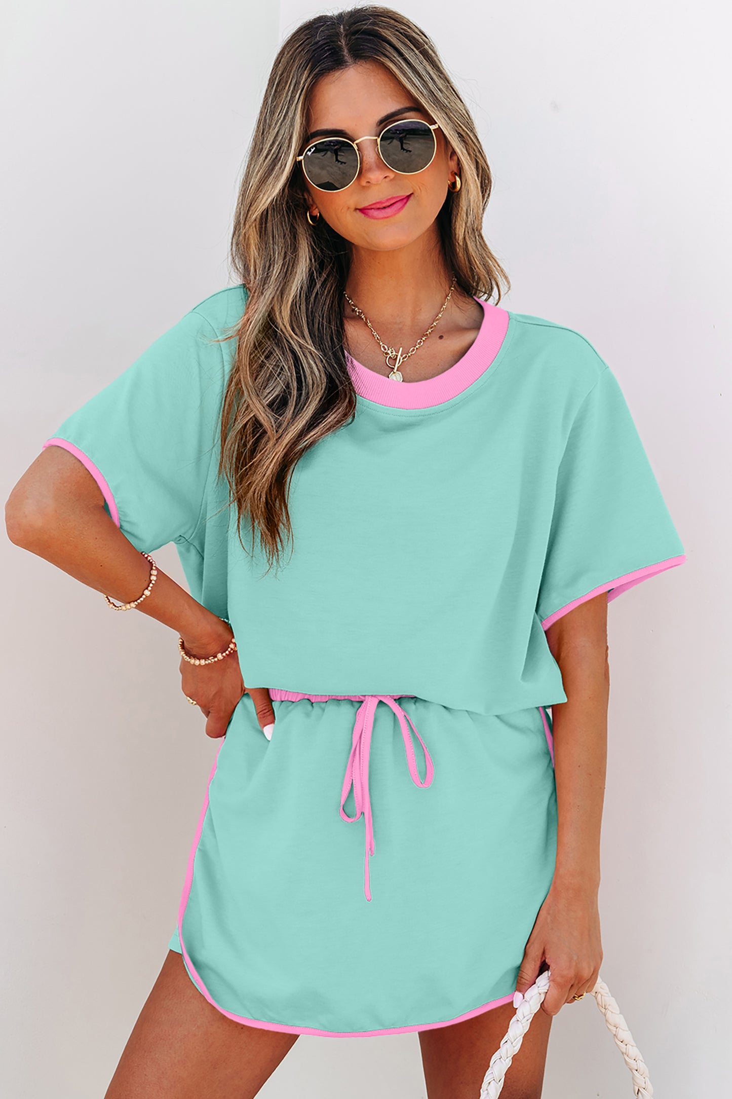 Contrast Trim Skort Set