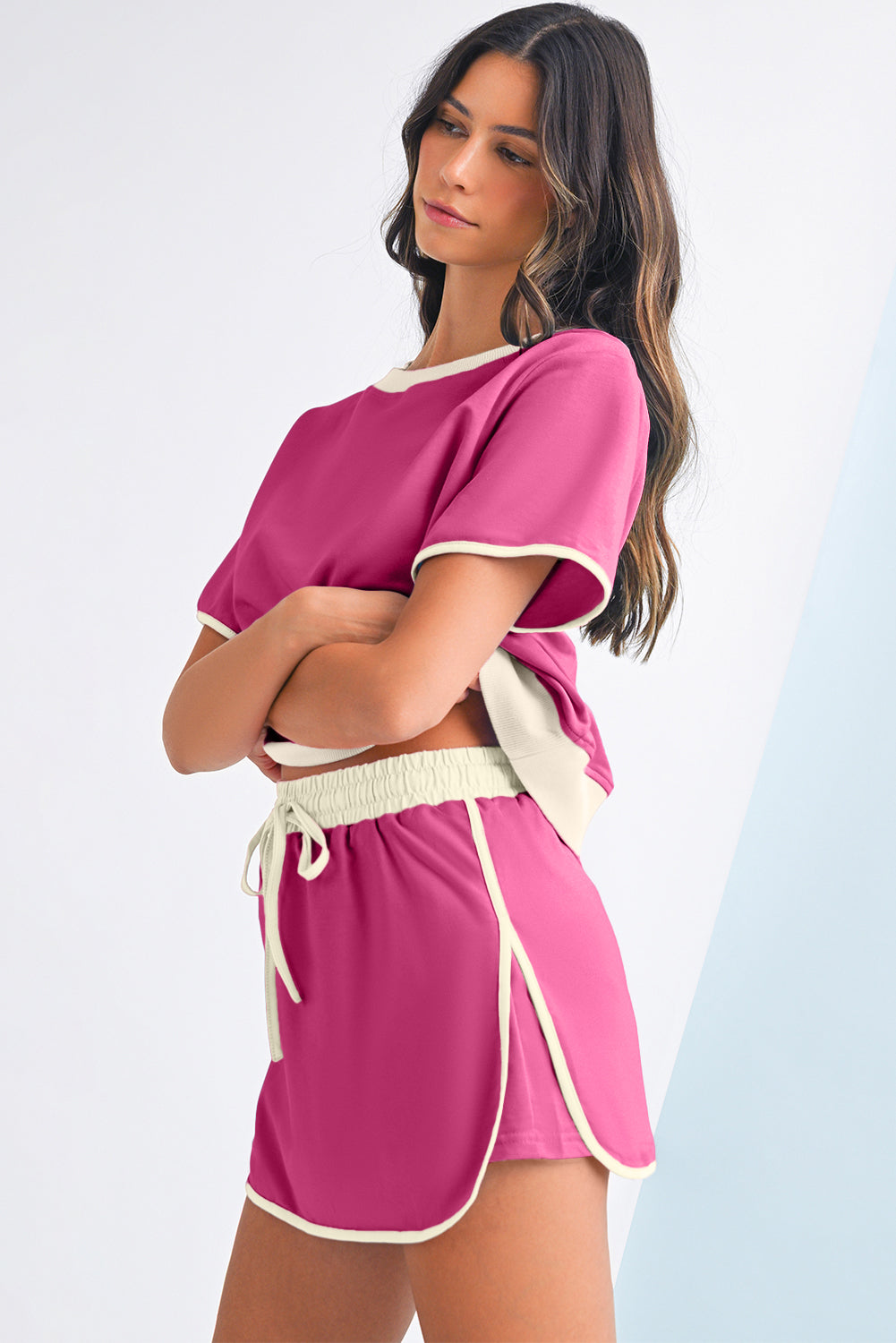 Contrast Trim Skort Set