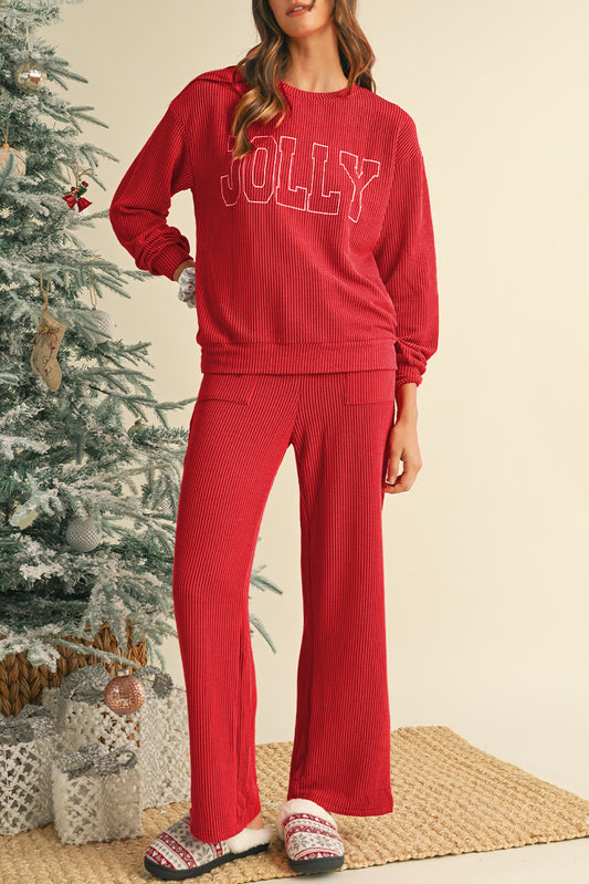 Red Holiday Pants Set