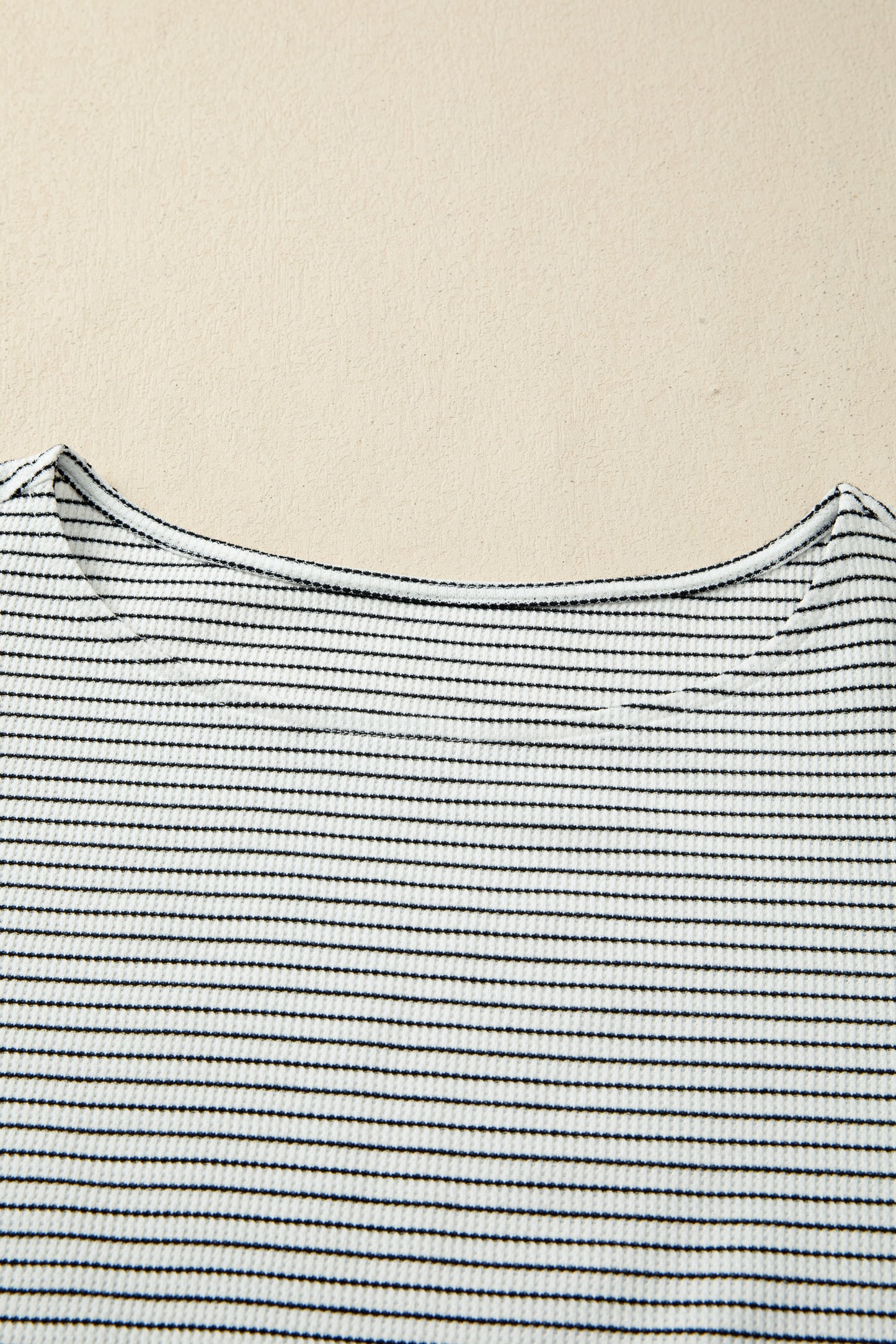 Black Stripe Ruffle Trim Top