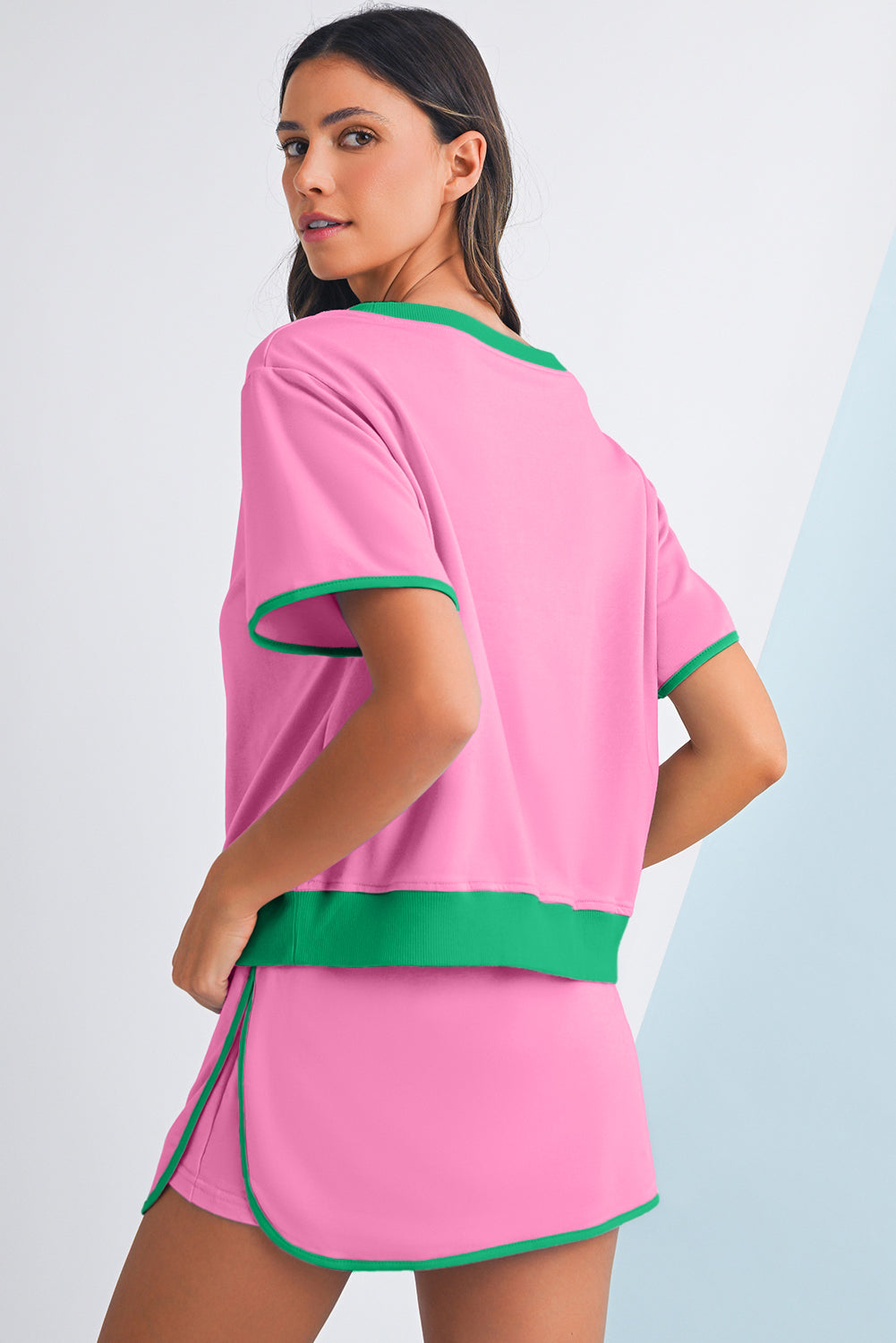 Contrast Trim Skort Set