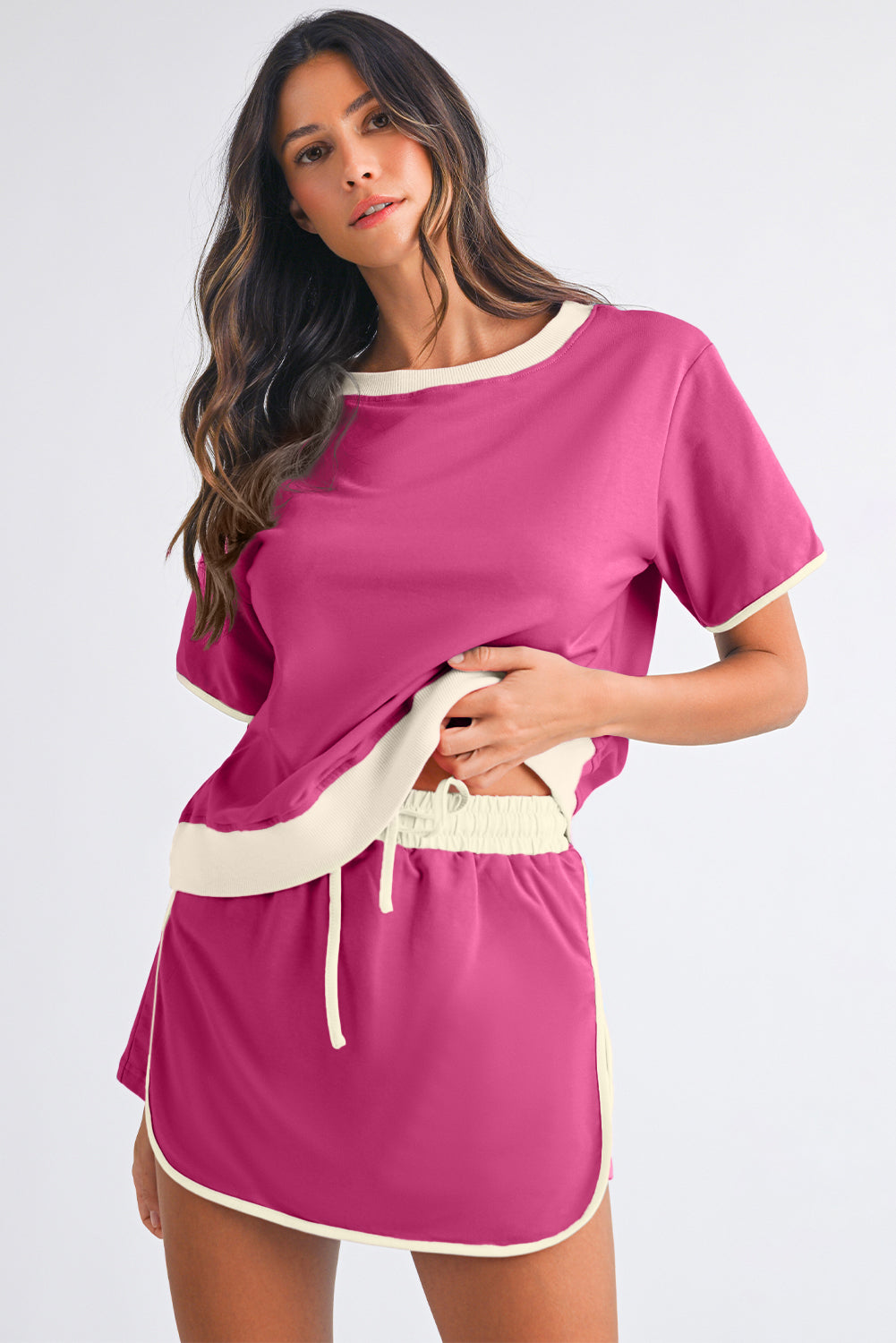 Contrast Trim Skort Set
