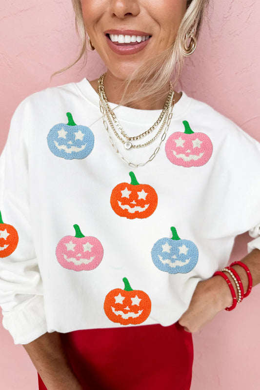 White Halloween Pumpkin Sweatshirt