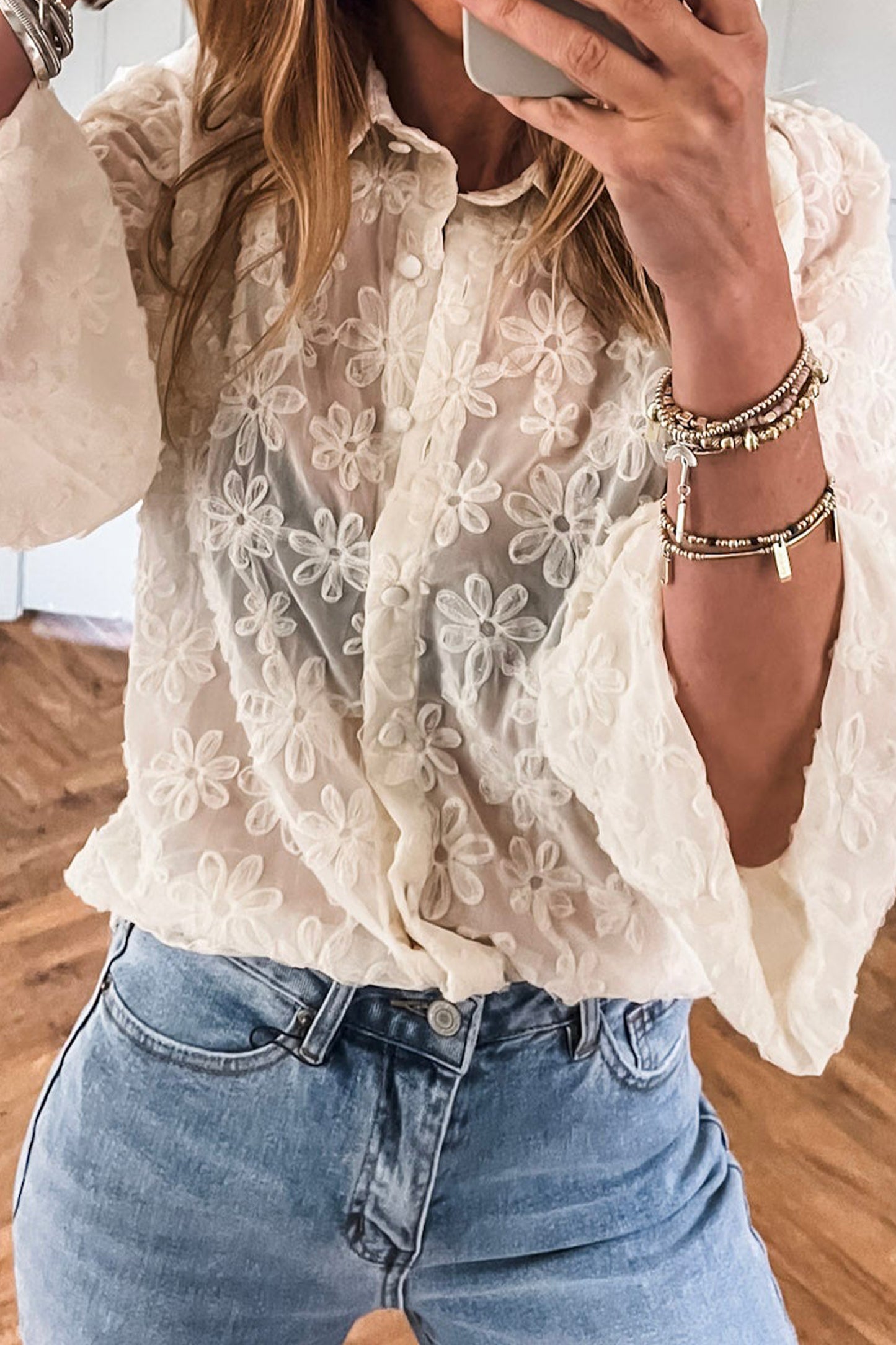 Sheer Floral Blouse
