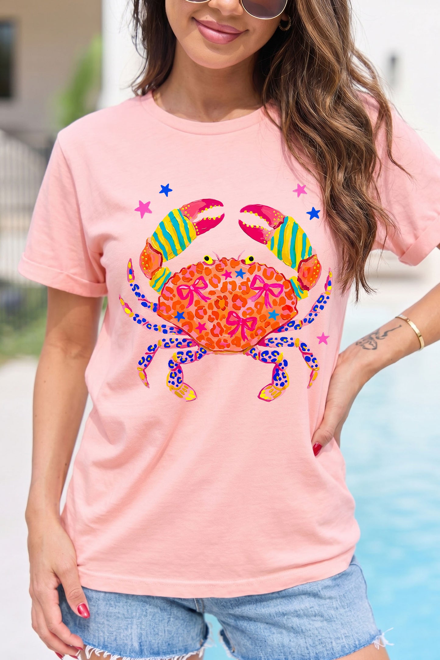 Pink Crab Print Tee