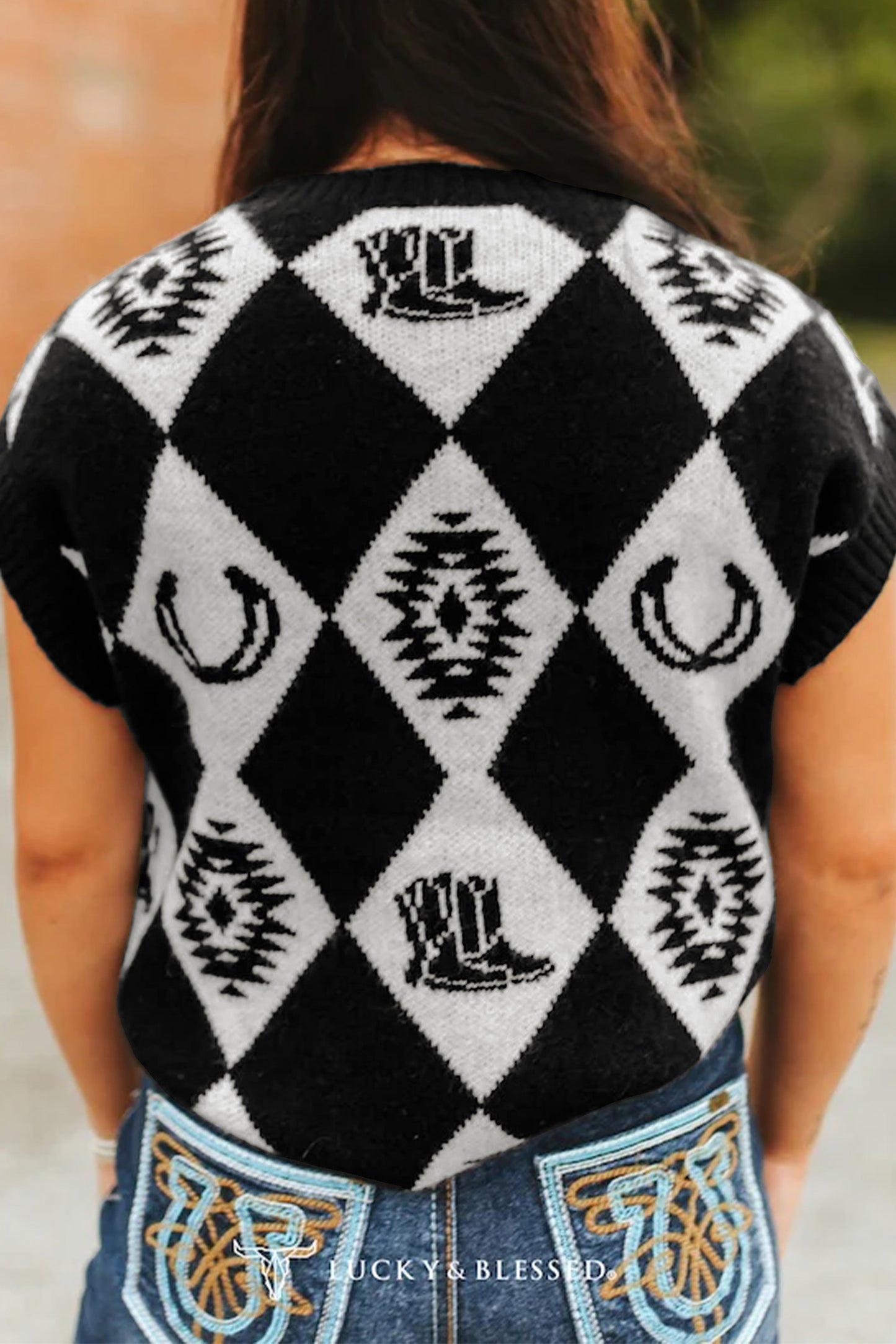 Western Short Sleeve Sweater