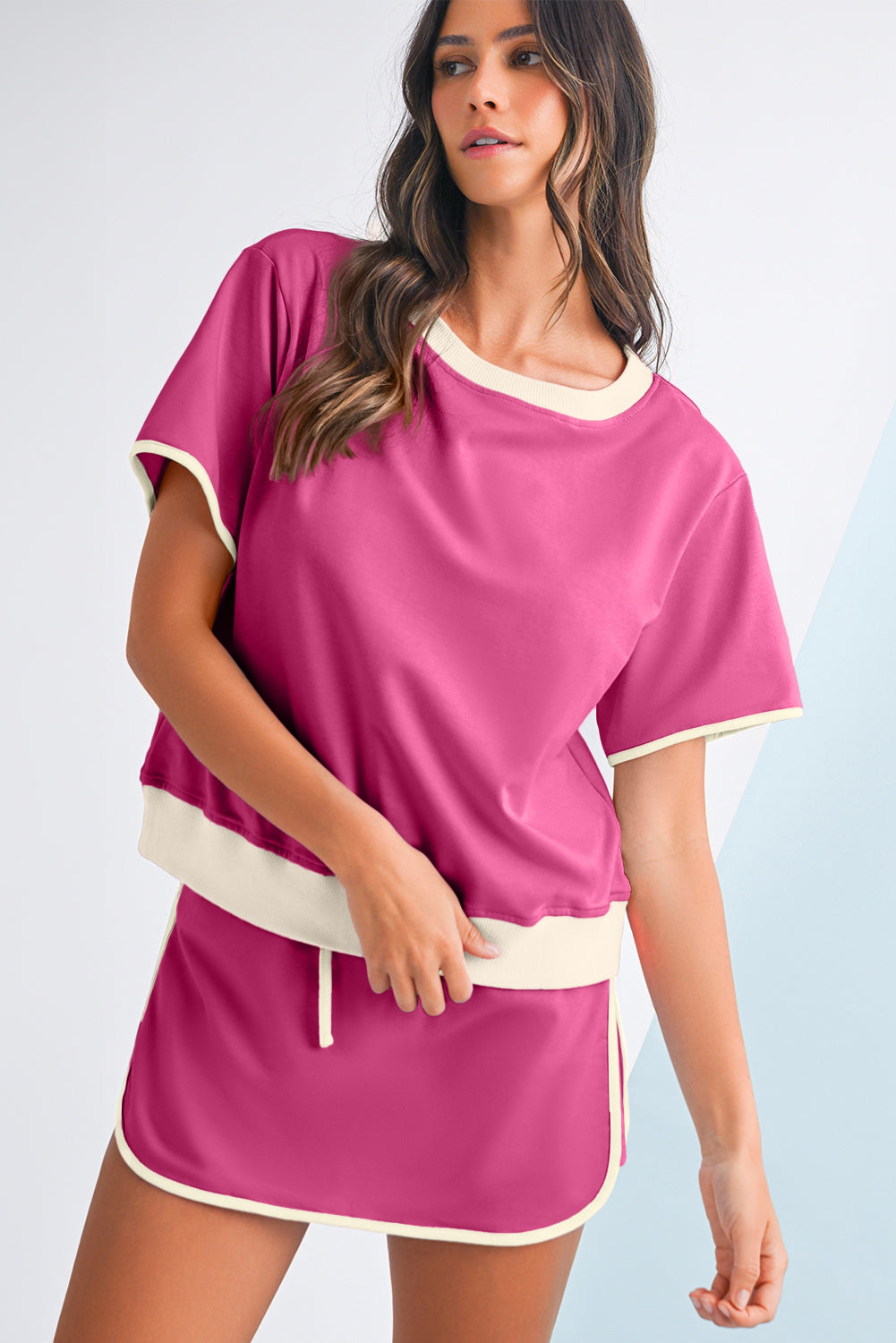 Contrast Trim Skort Set