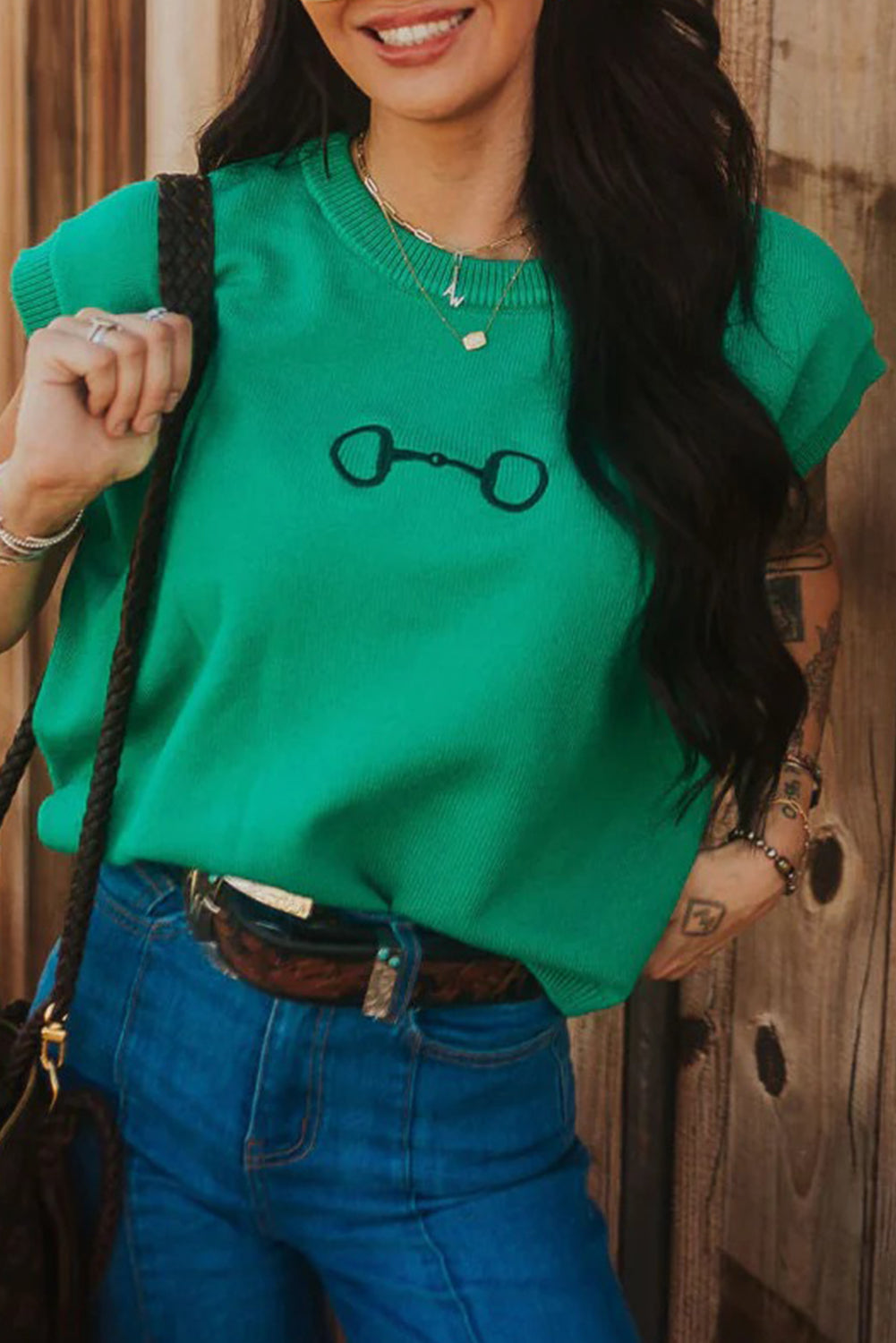 Green Horse Bit Sweater