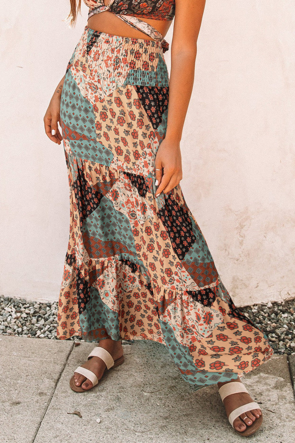 Multicolor Boho Maxi Skirt