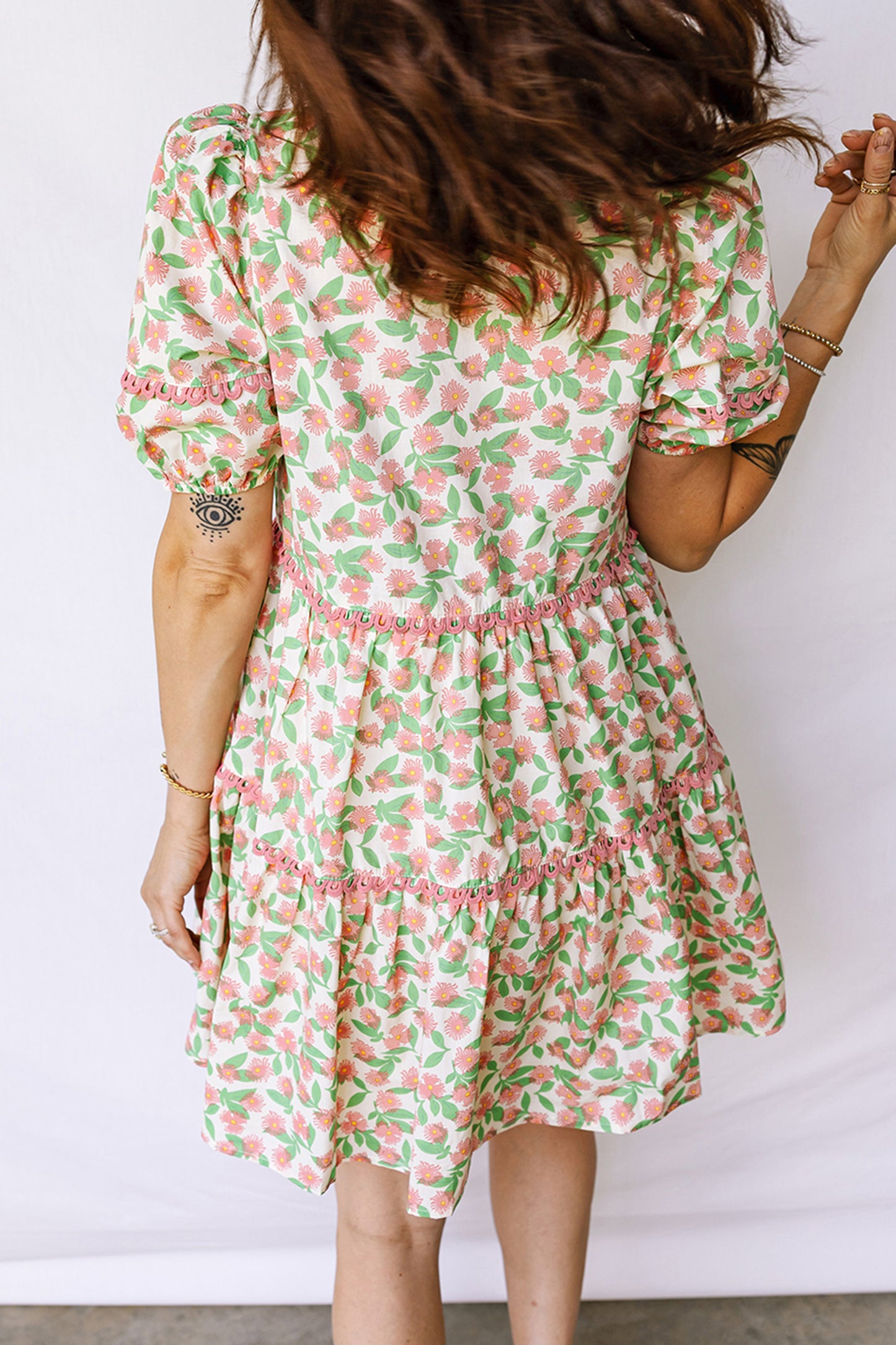 Floral Short Puff Sleeve Dress