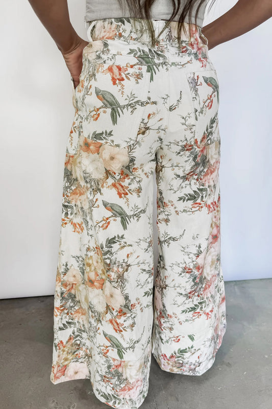 Vintage Floral Wide Leg Jeans