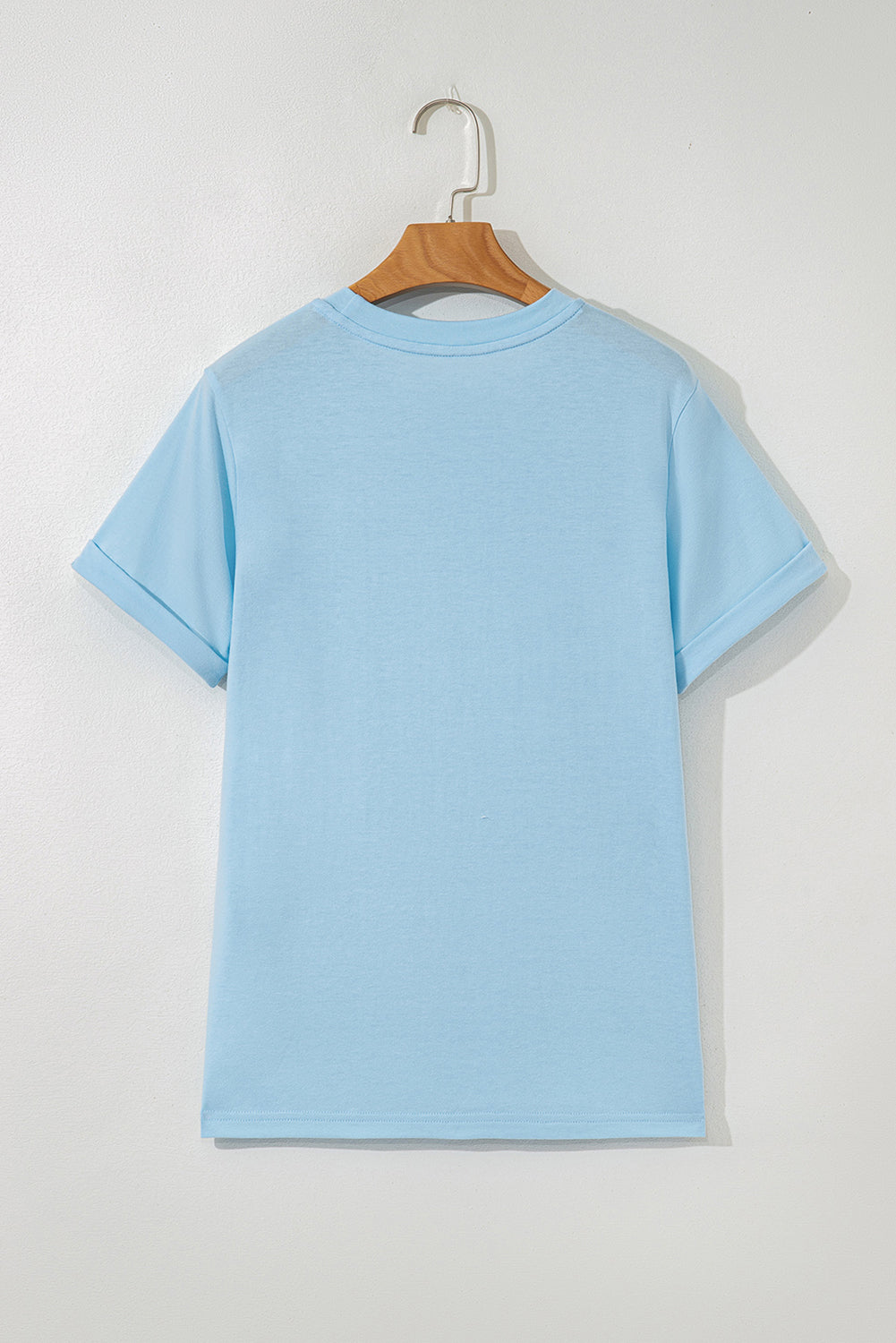 Light Blue Mallard Duck Graphic Sequins Patch Casual Tee