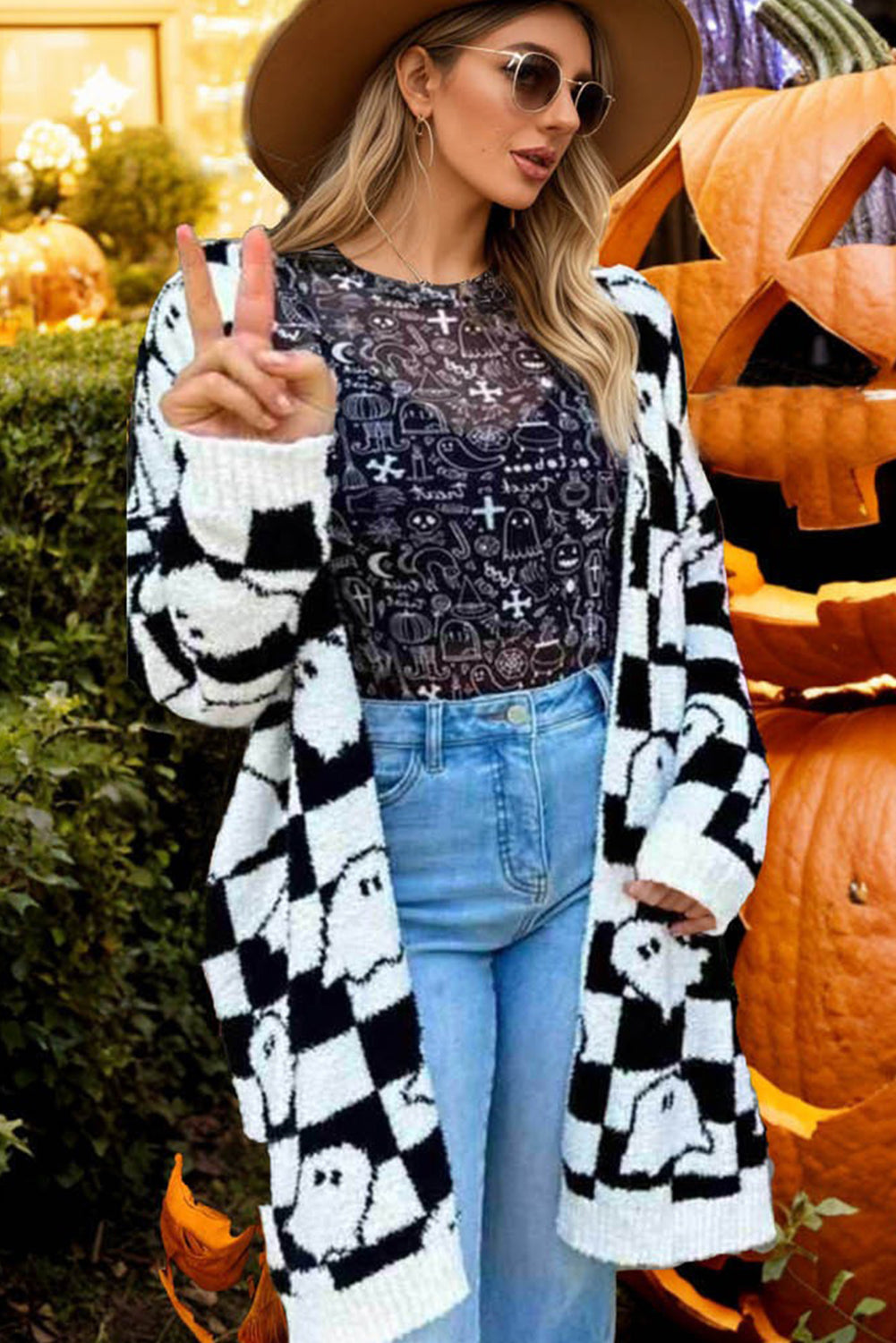 Halloween Ghost Knitted Cardigan