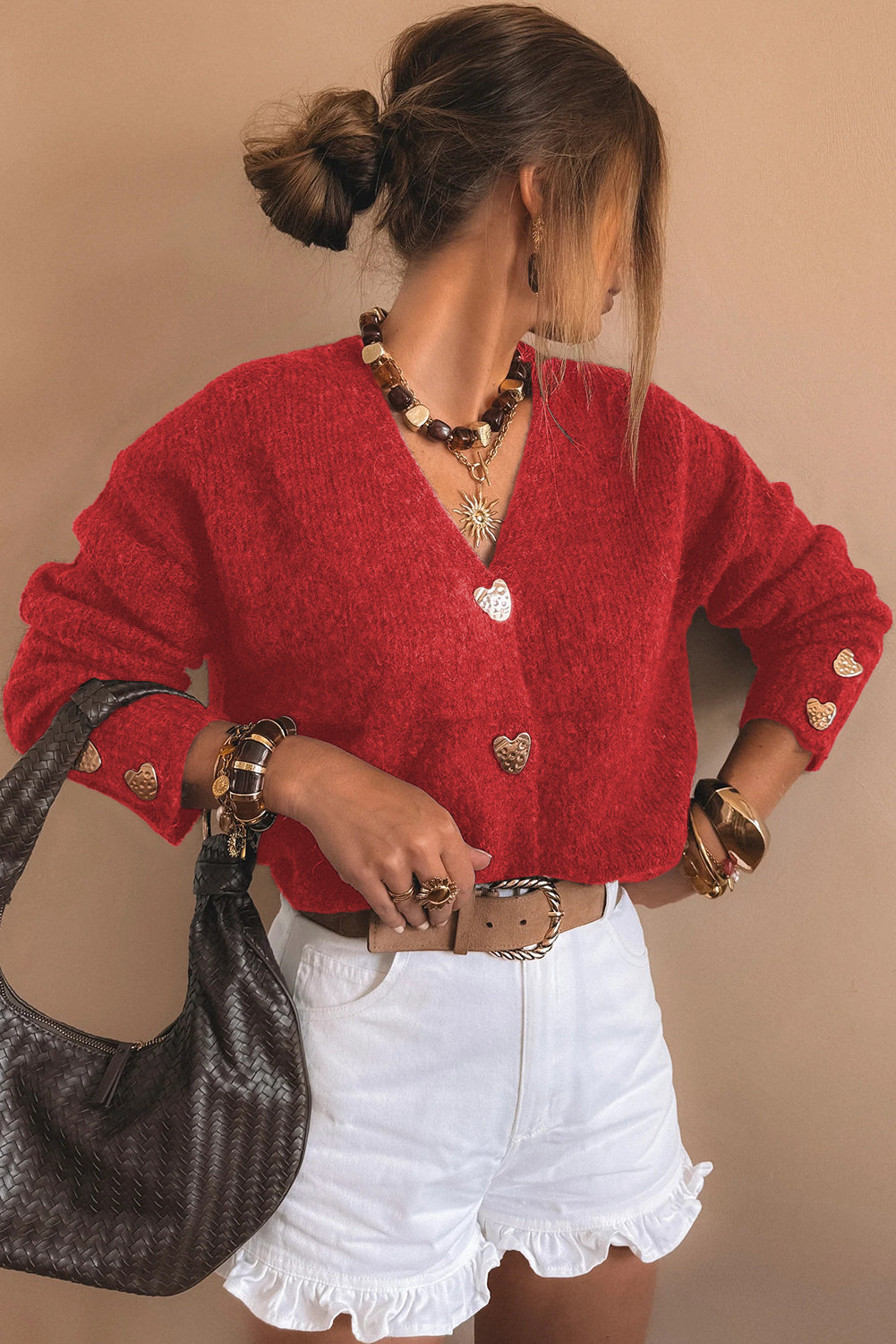 Cardigan with Heart Buttons