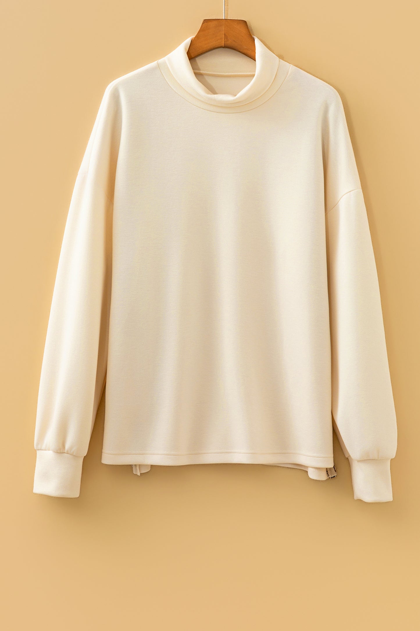 Mock Neck Leopard Detail Top