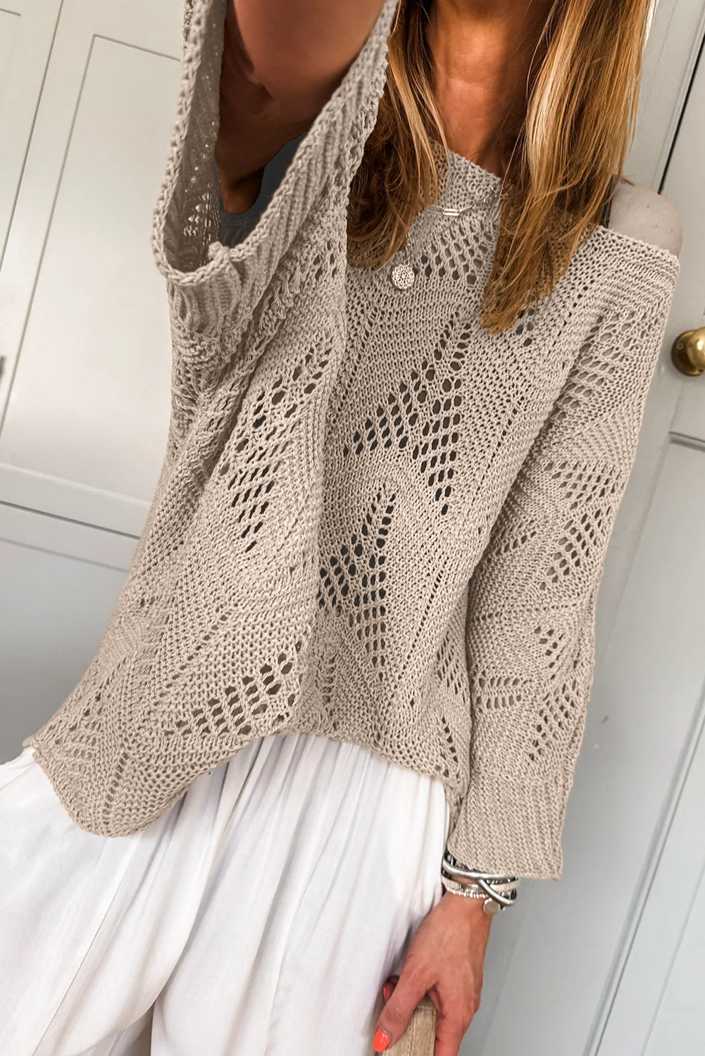 Parchment 3/4 Sleeve Knit Sweater