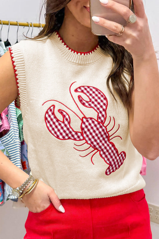 Gingham Lobster Summer Sweater