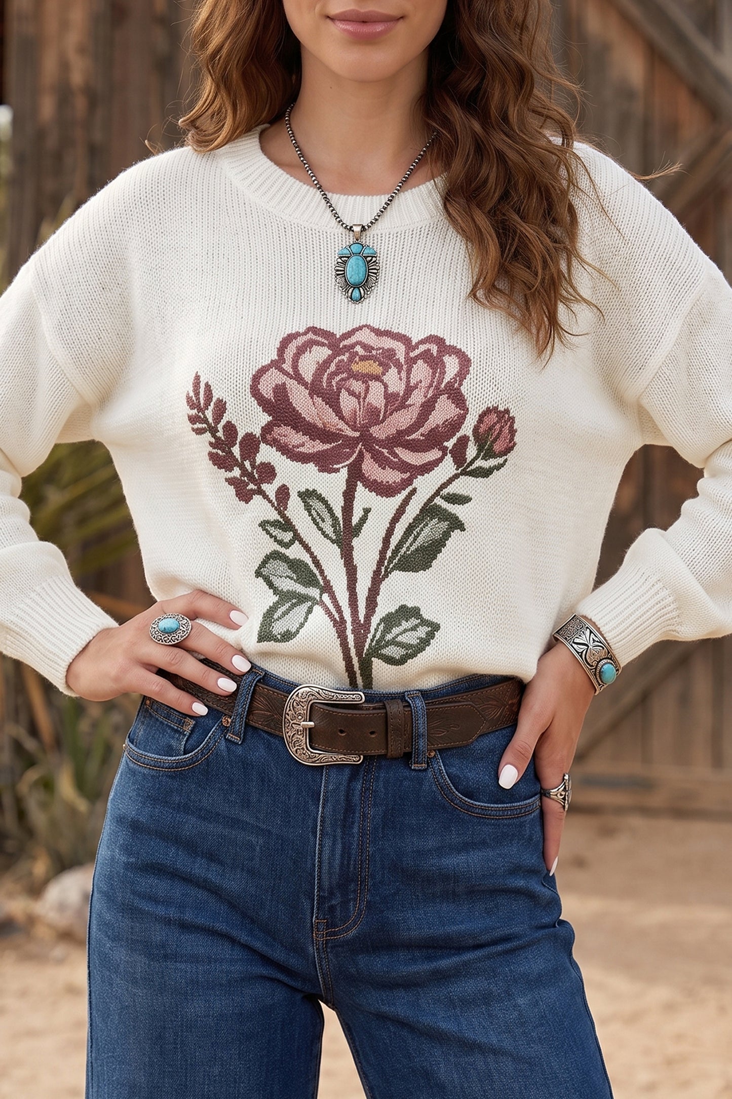 Western Floral Sweater